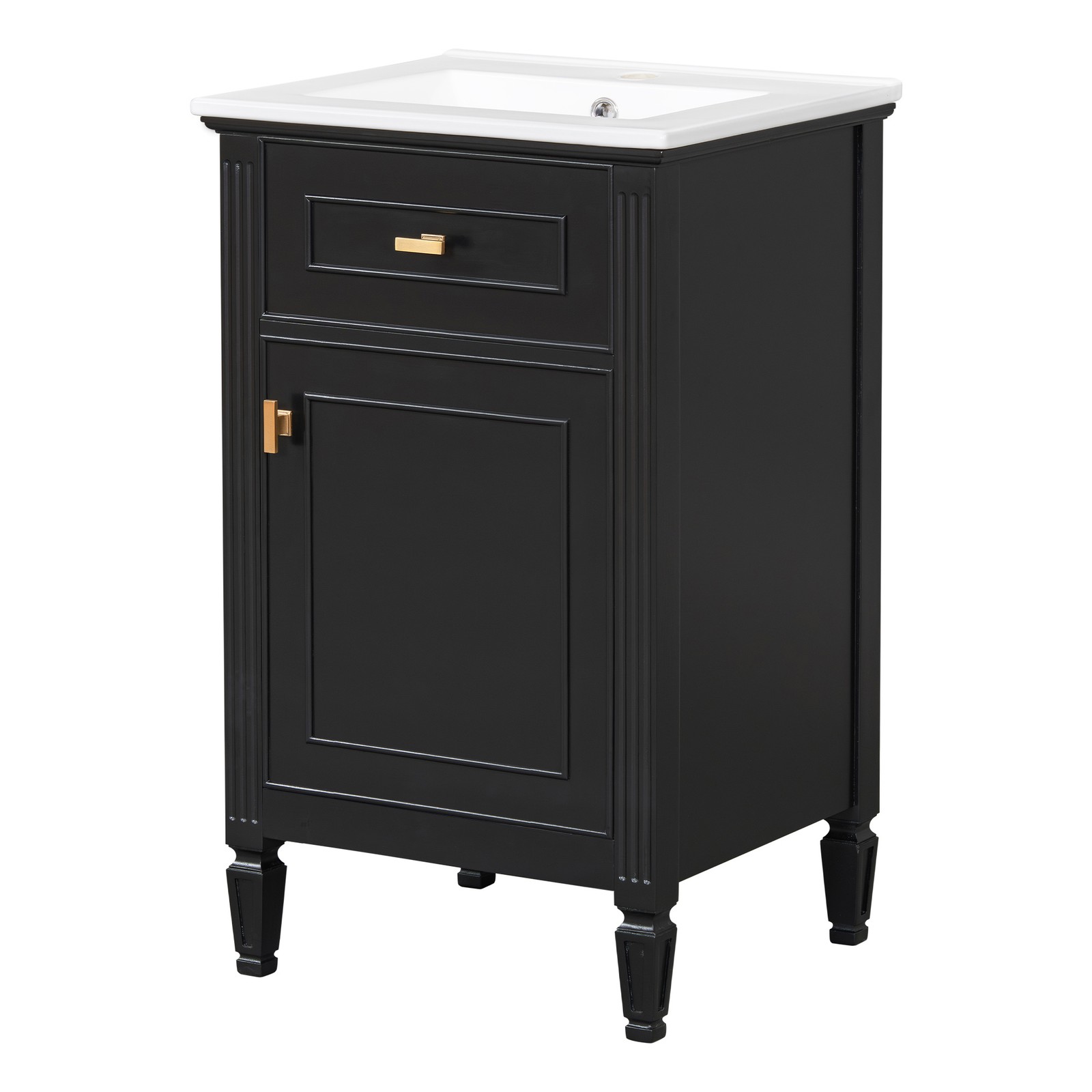 20″ Bathroom Vanity w/Ceramic Sink Modern Storage Cabinet w/Adjustable Shelf