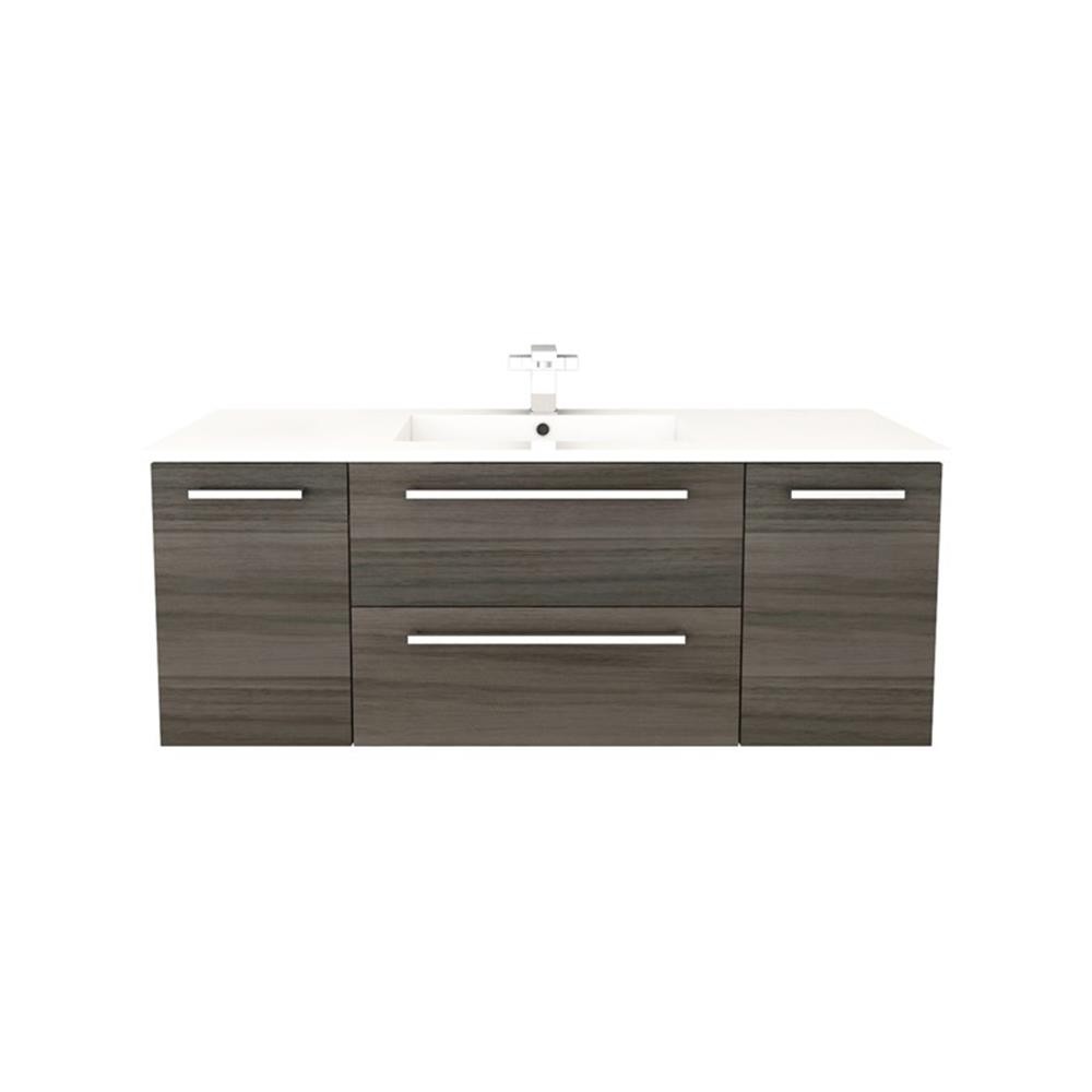 Cutler Kitchen and Bath Silhouette 48″ Wood/Marble Bathroom Vanity in Walnut