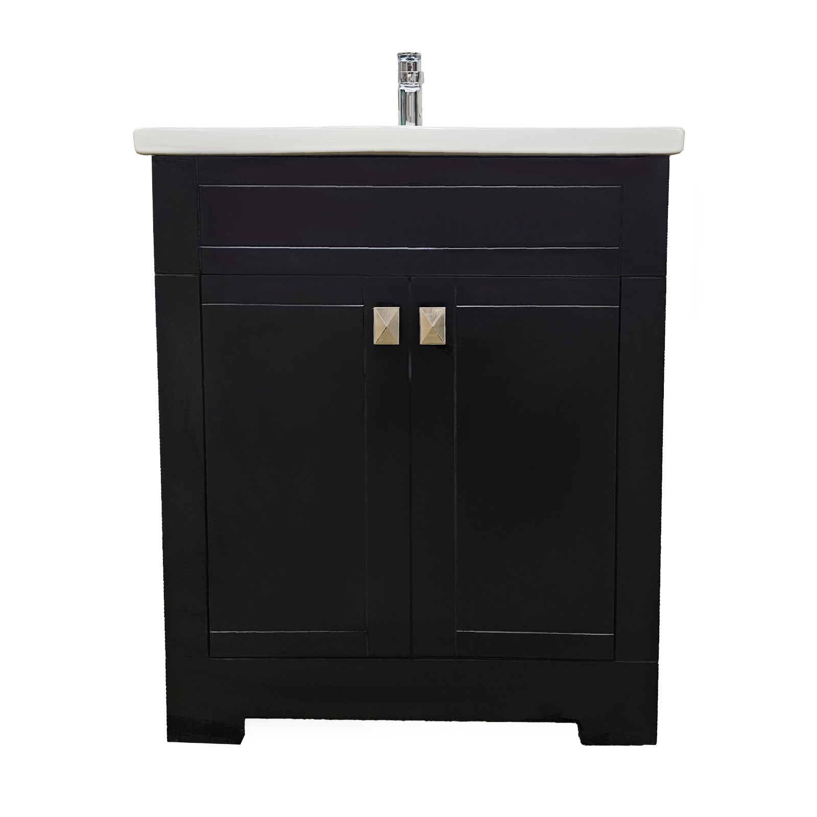 Trenta 24″ W x 19″ D x 33″ H Vanity in Black with White Ceramic Vanity Top