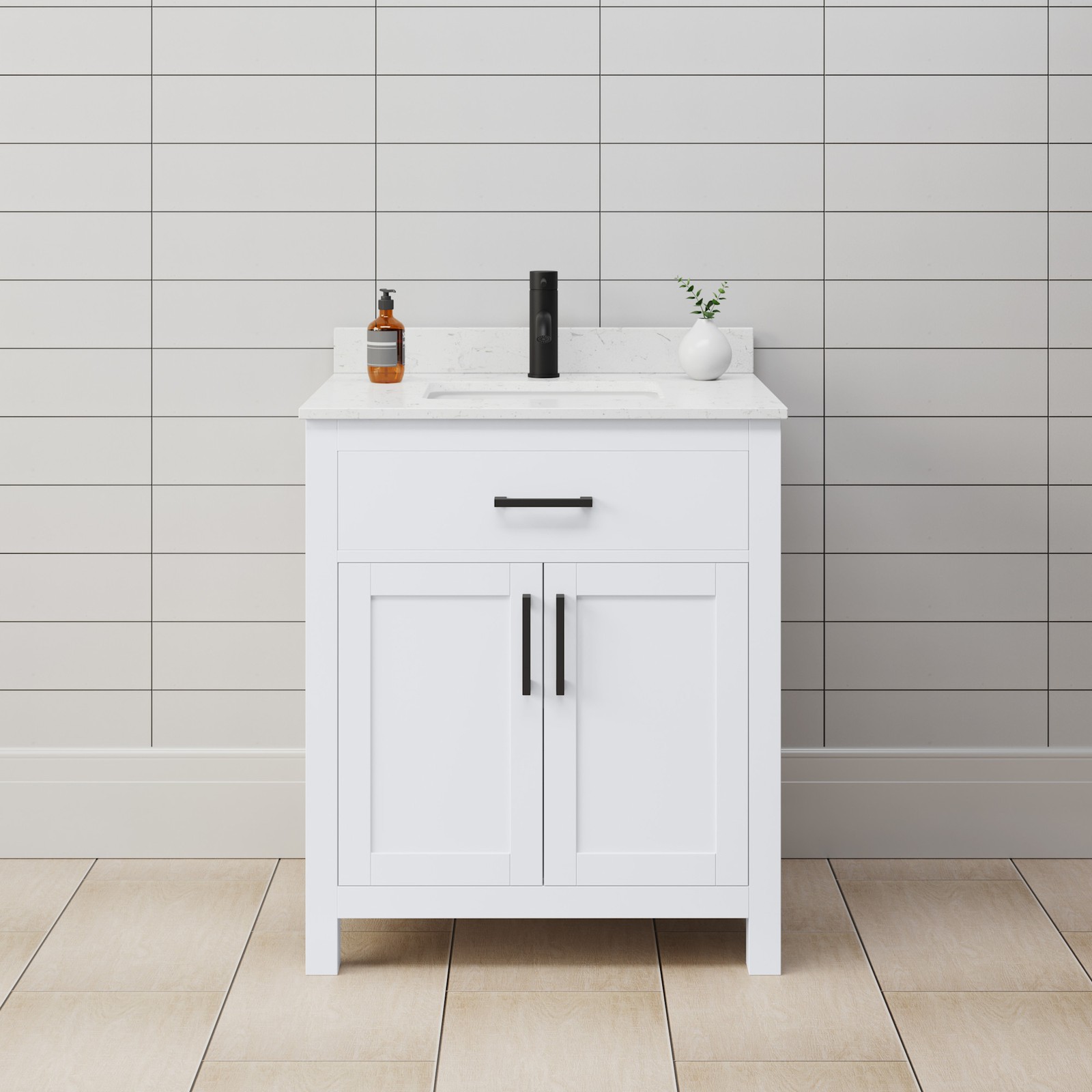Wyndham Collection WCG242430S-UNSMXX Beckett 30″ – White / Carrara Cultured