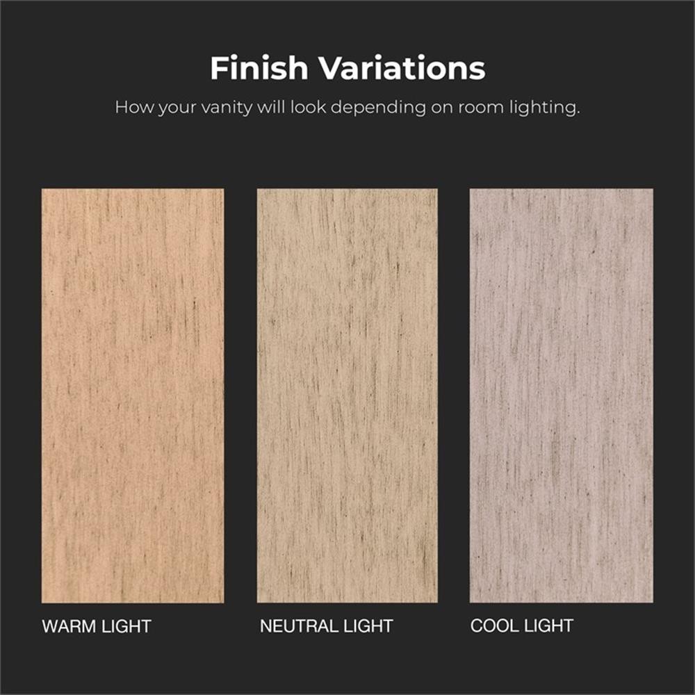 Pemberly Row 60″ Double Bathroom Vanity in Sahara Birch with White Countertop