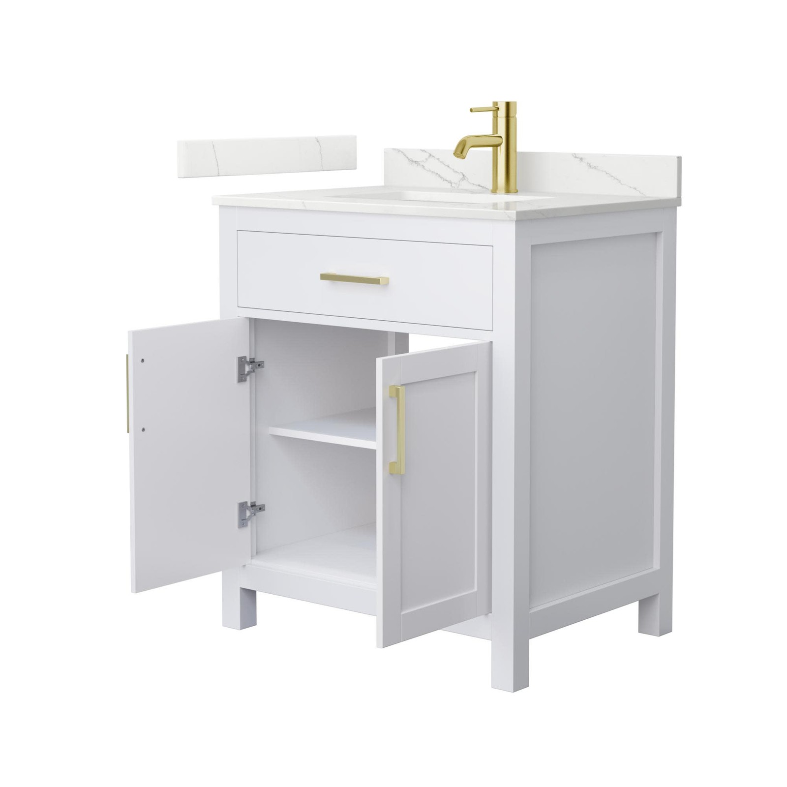 Wyndham Collection WCG2424-30S-QTZ-UNSMXX Beckett 30″ – Whitewashed Oak / White