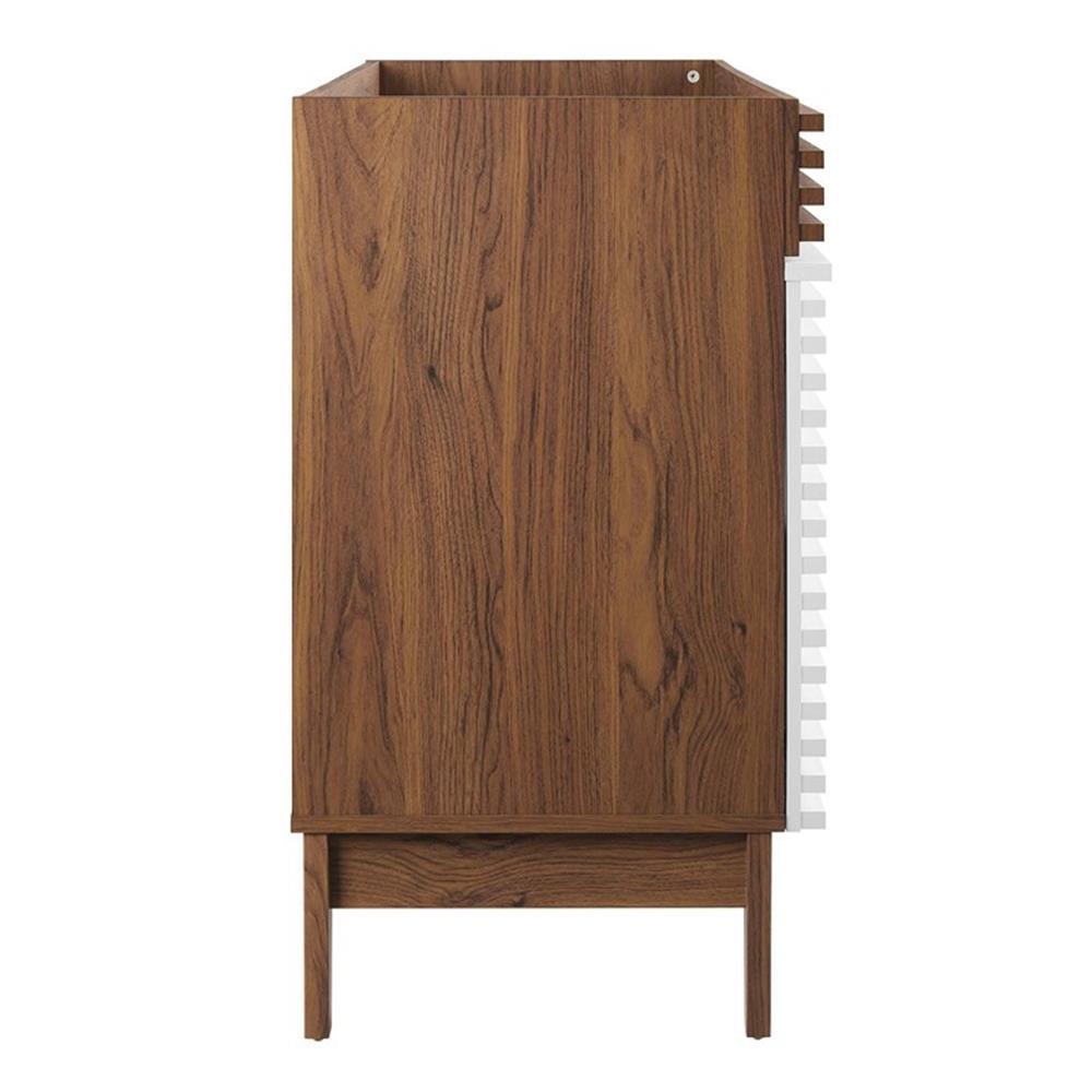 Modway Render 47″ Plastic and Wood Bathroom Vanity Cabinet in White/Walnut