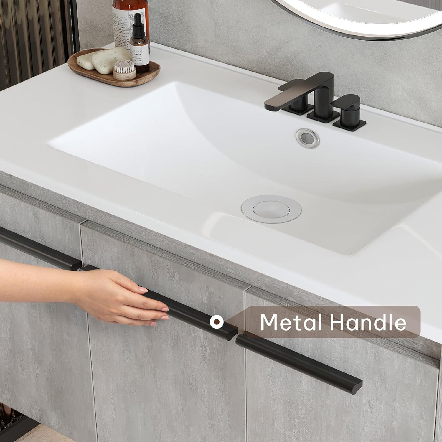 Modern 38″ Floating Bathroom Vanity with Sink & 3 Extra Large Doors