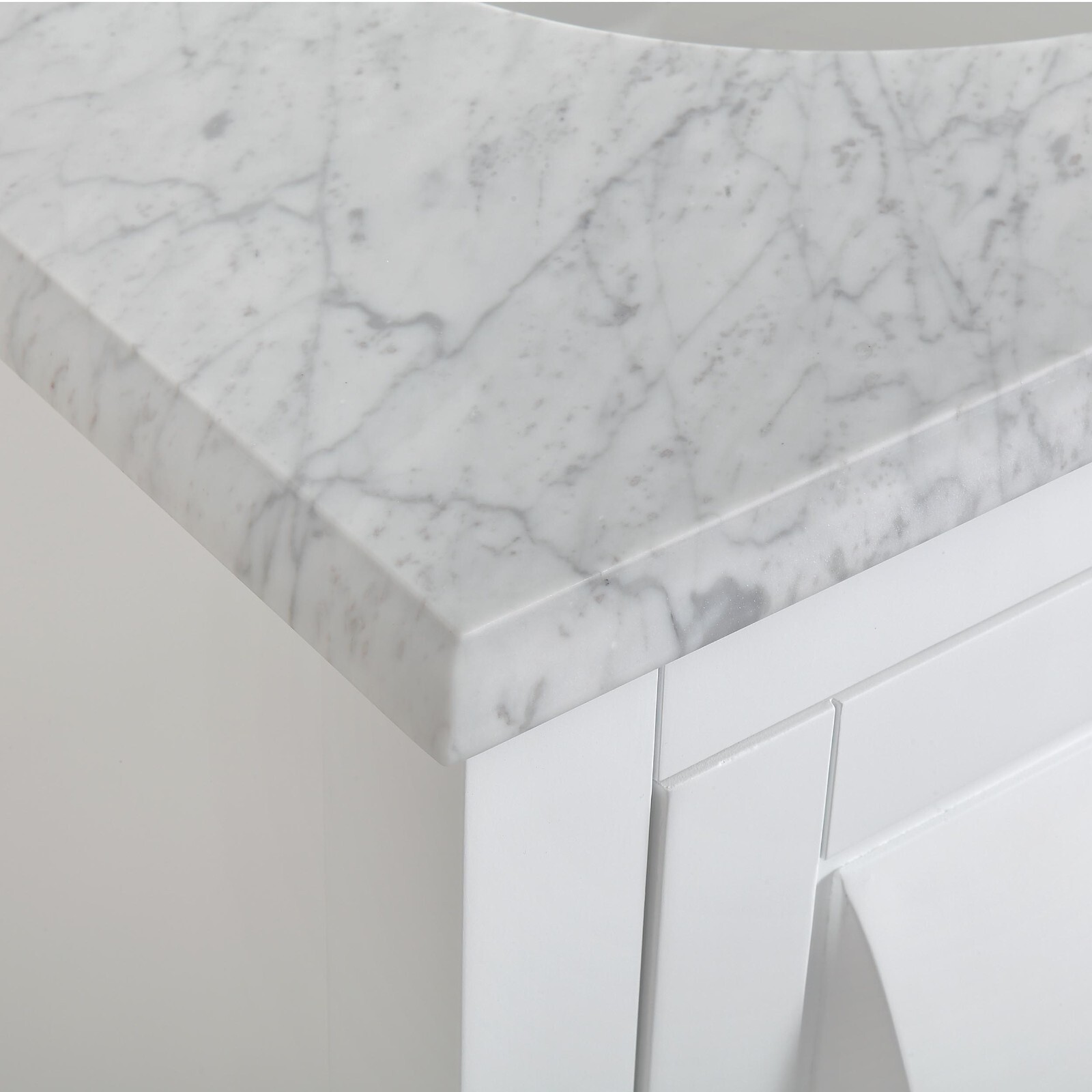 68in Silkroad Exclusive V0269WW68D Double Sink White Carrara Marble Top Vanity