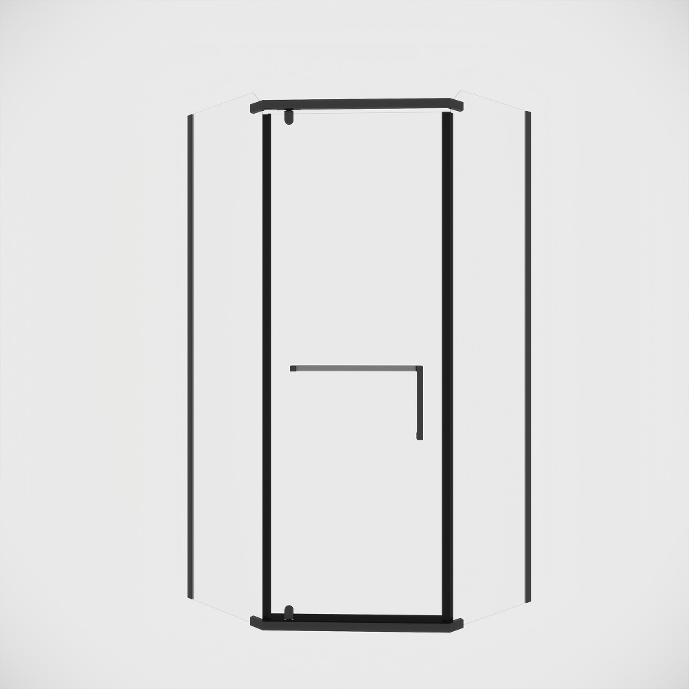 Neo Angle Shower Door Frameless Pivot 6mm Tempered Glass Matte Black