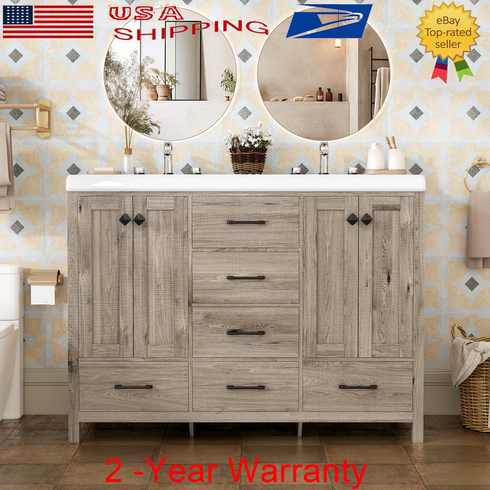 47.3″ Modern Freestanding Bathroom Vanity Unit Sink Combo Storage Cabinet Drawer