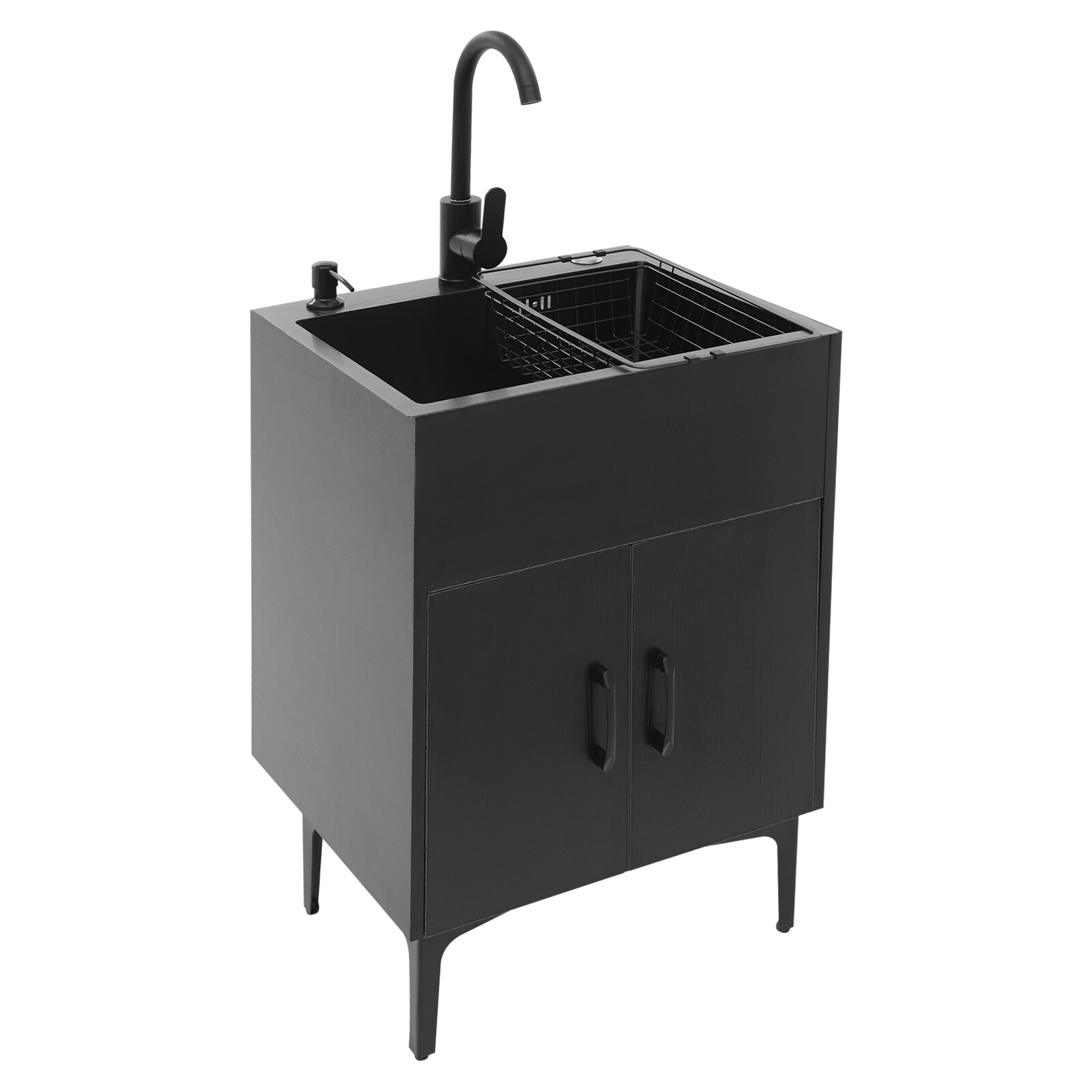 Bathroom Vanity Cabinet Storage with Sink Combo with Drawers and Shelves Black