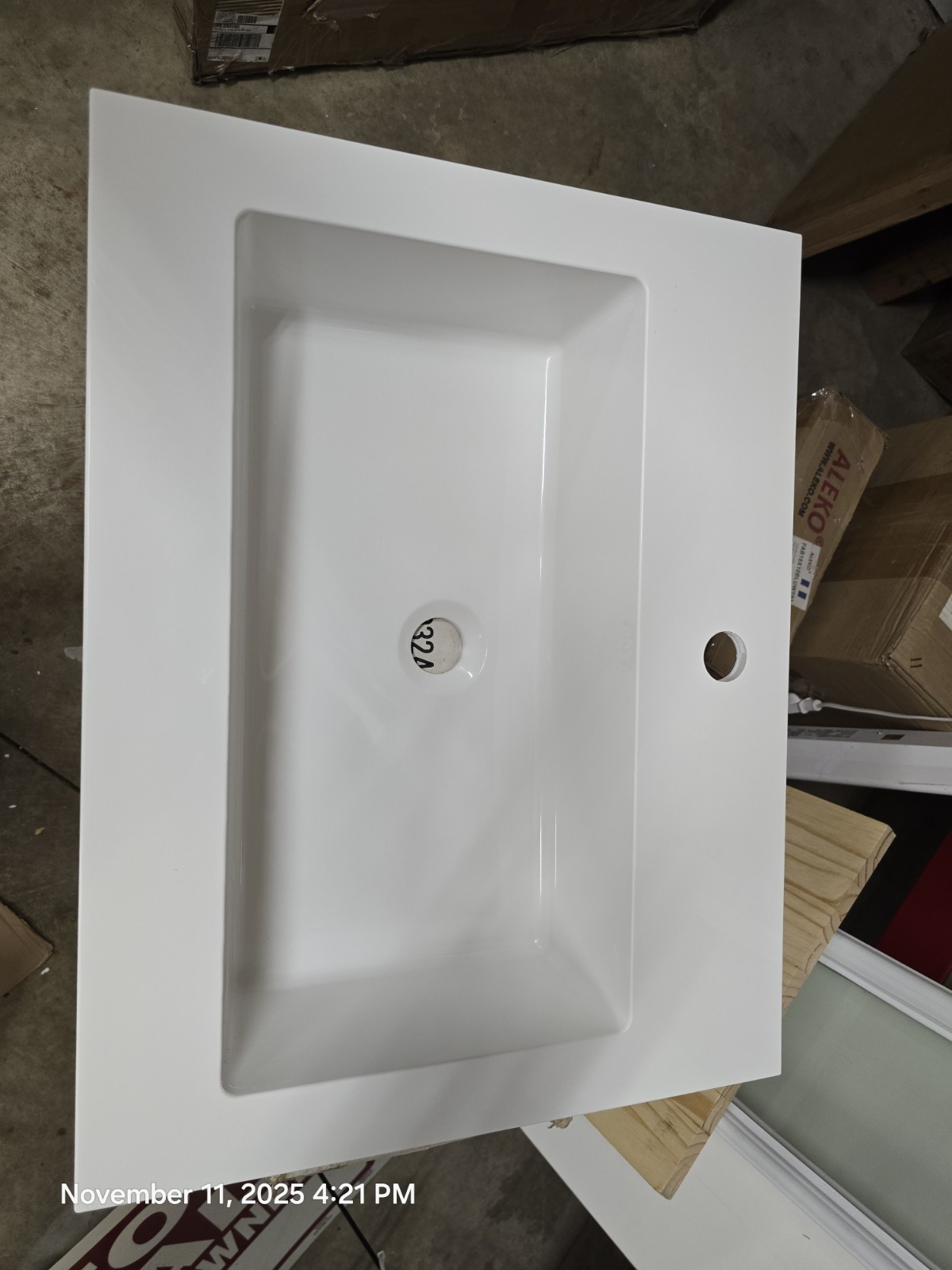 James Martin SWB-S23.6GW Solid Surface Vanity Top Single Hole White A2