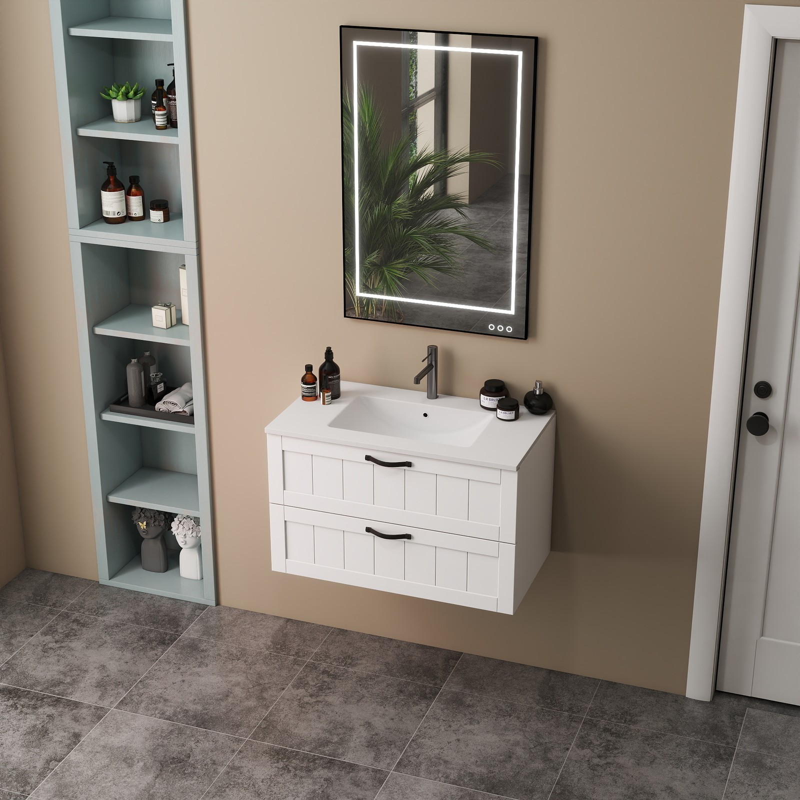 31.5″ Bathroom Vanity Cabinet with Sink Combo, Wall Mounted Floating Cabinet