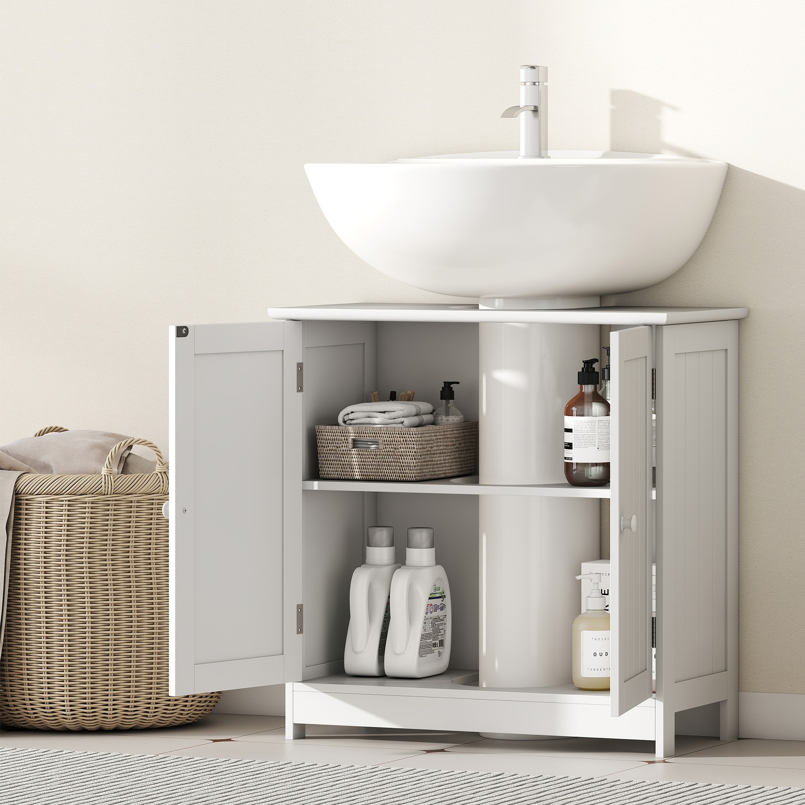Bathroom Under Sink Vanity Cabinet Multipurpose Space Saver Storage Organizer