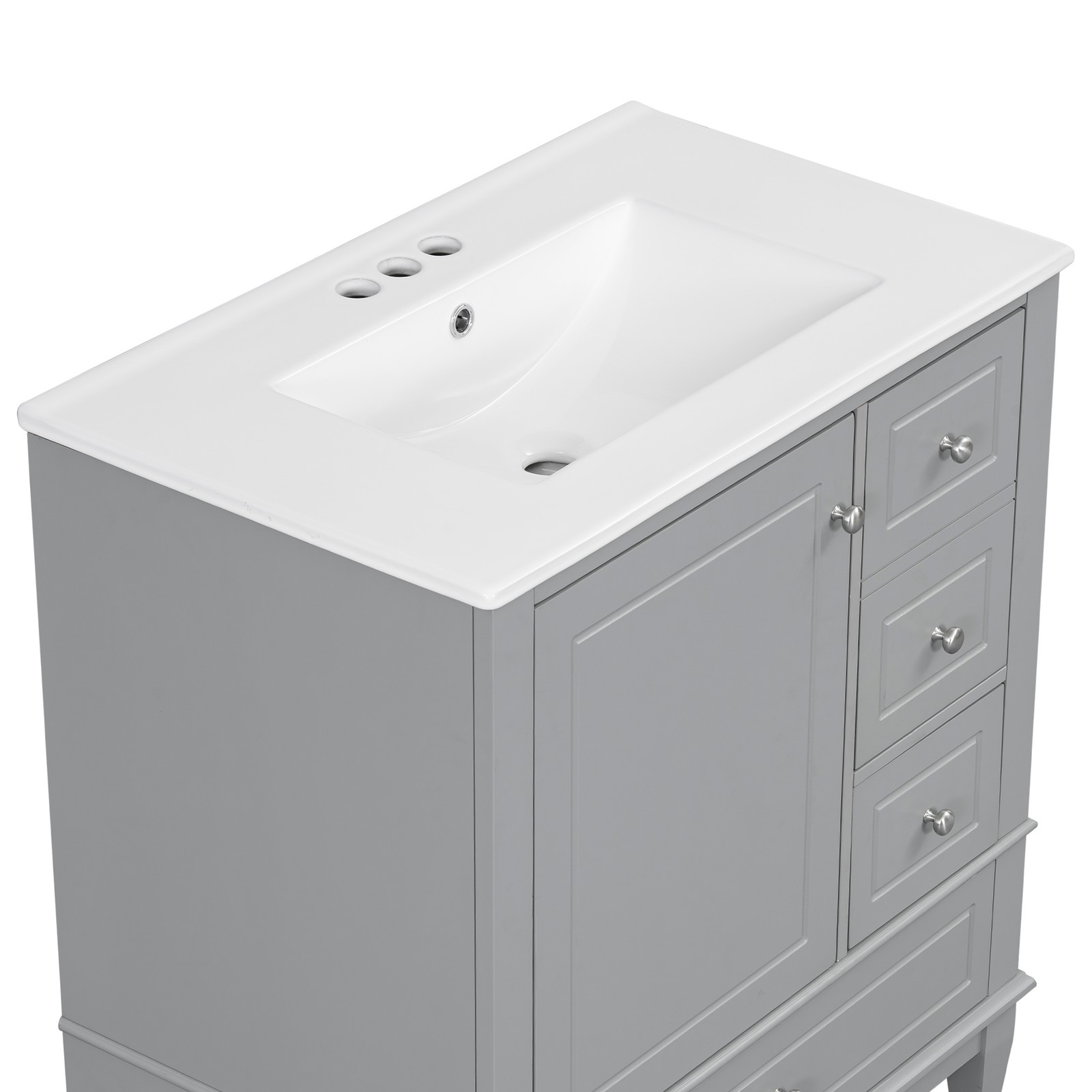 30″ Bathroom Vanity with Sink, Soft Close Door, Grey