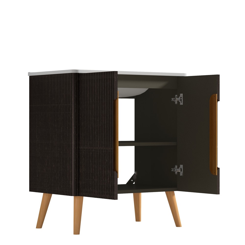 30″ Bathroom Vanity with Sink, Storage Freestanding Bath Vanity Cabinet, 2 Doors