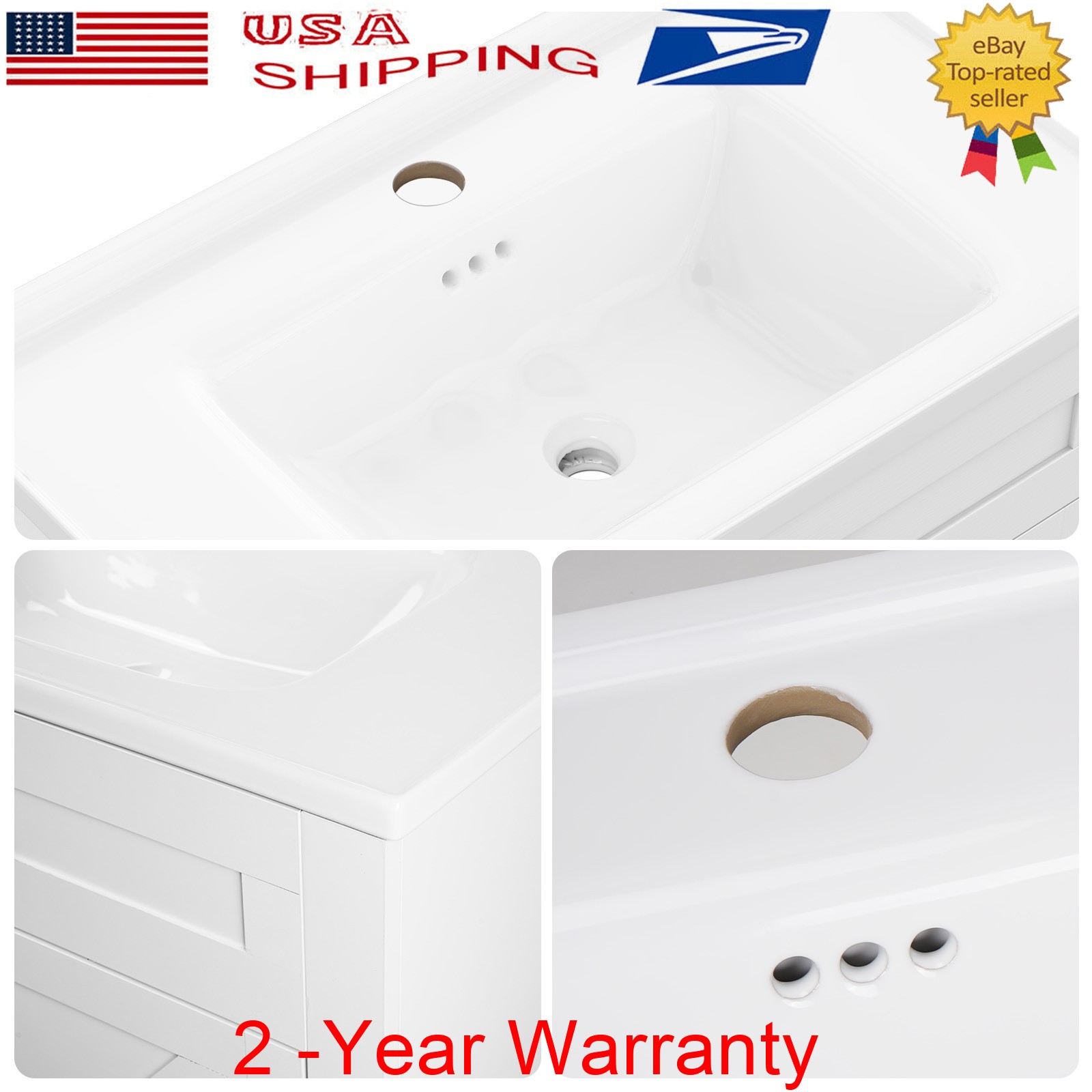 31″ Modern Design Bathroom Vanity Cabinet with Undermount Ceramic Sink w/Drawers