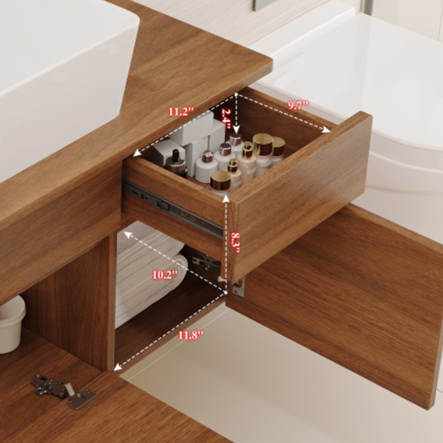 White Solid Wood Floating Bathroom Vanity 31.5”Wx 20.9”H Bathroom Sink Cabinet