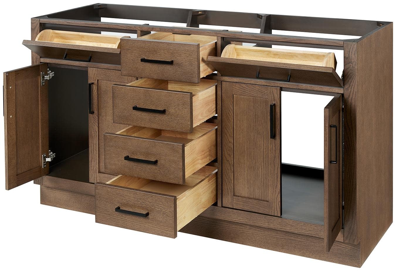 Ariel T060D-BC Hepburn 60″ Double – Brown Oak / Satin Brass Hardware