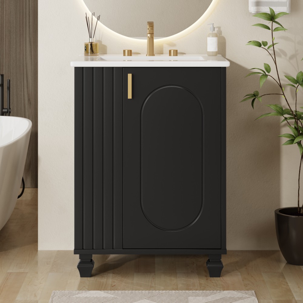 Bathroom Vanity with Sink Includes Door Frame Shelves Soft-Close Doors
