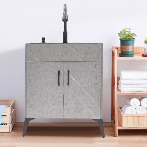 Modern Bathroom Vanity Free Standing Kitchen Cabinet Sink w/ Pull-out Faucet