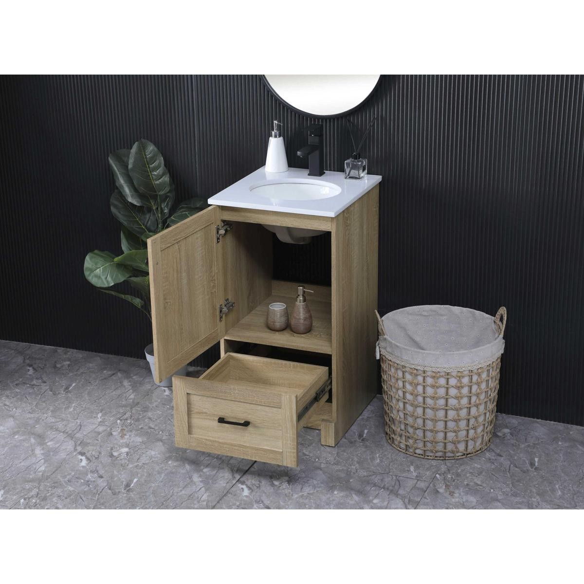 Elegant Lighting VF2818MW Soma 18 X 34 inch Mango Wood Bathroom Vanity Cabinet