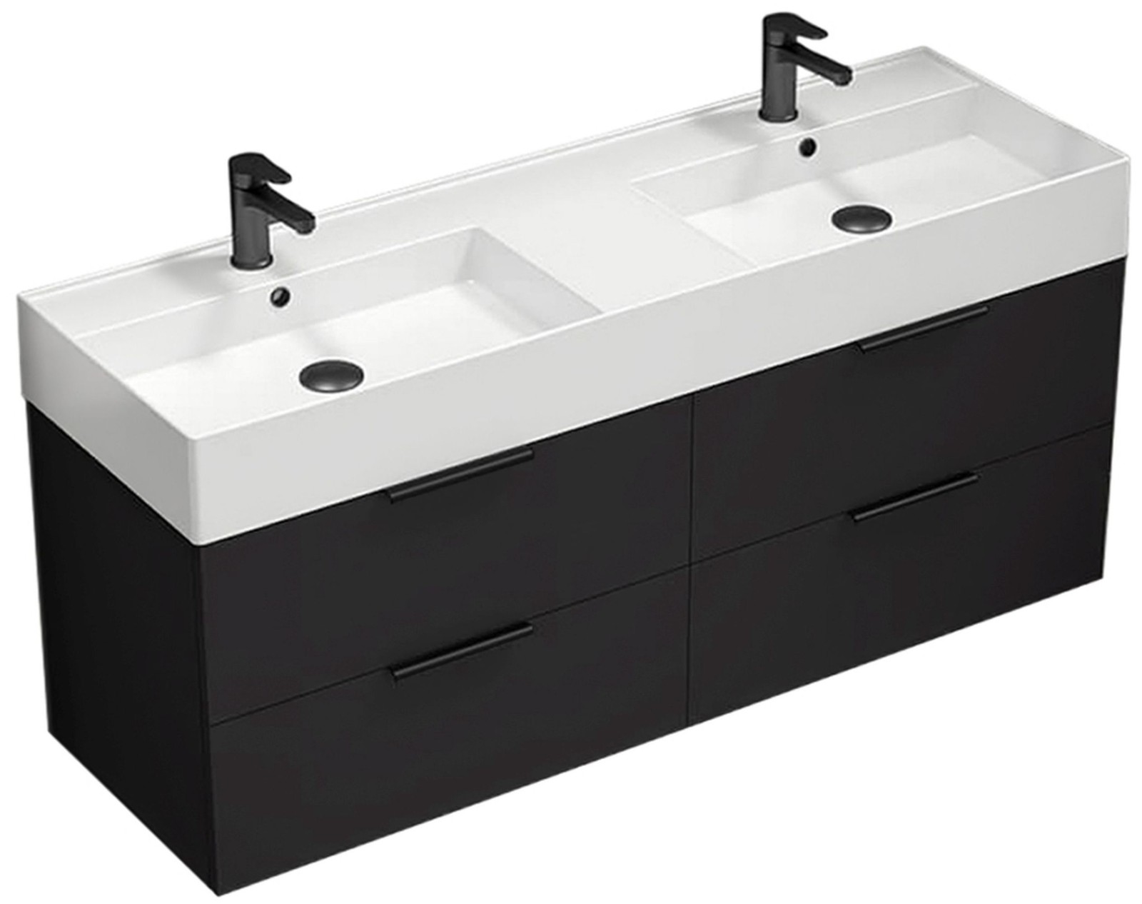 Nameeks Derin-5618-W-2 Derin 54″ Wall Mounted Double Basin Vanity – Black