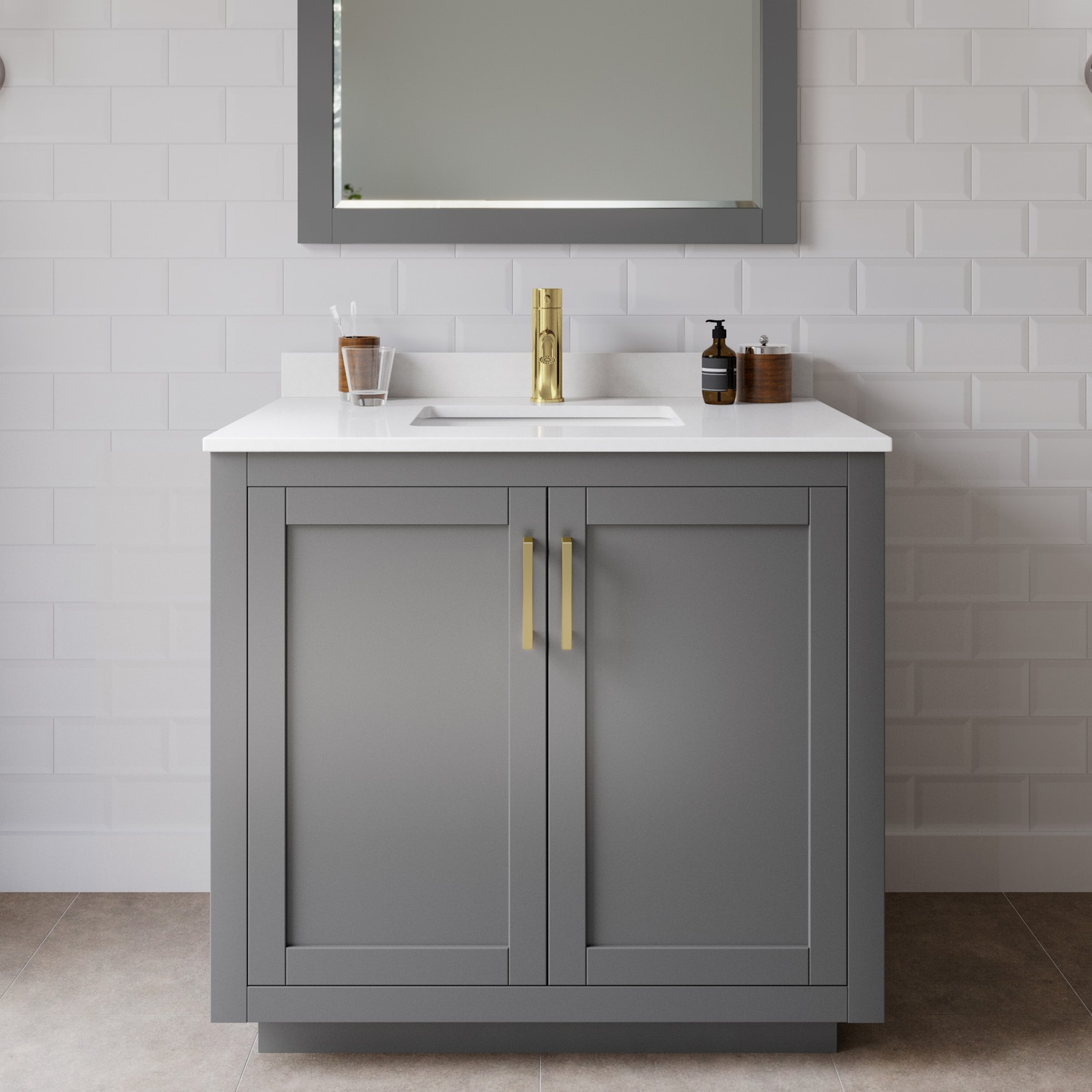 Wyndham Collection WCF2929-36S-VCA-MXX Miranda 36″ – Dark Gray / White Cultured