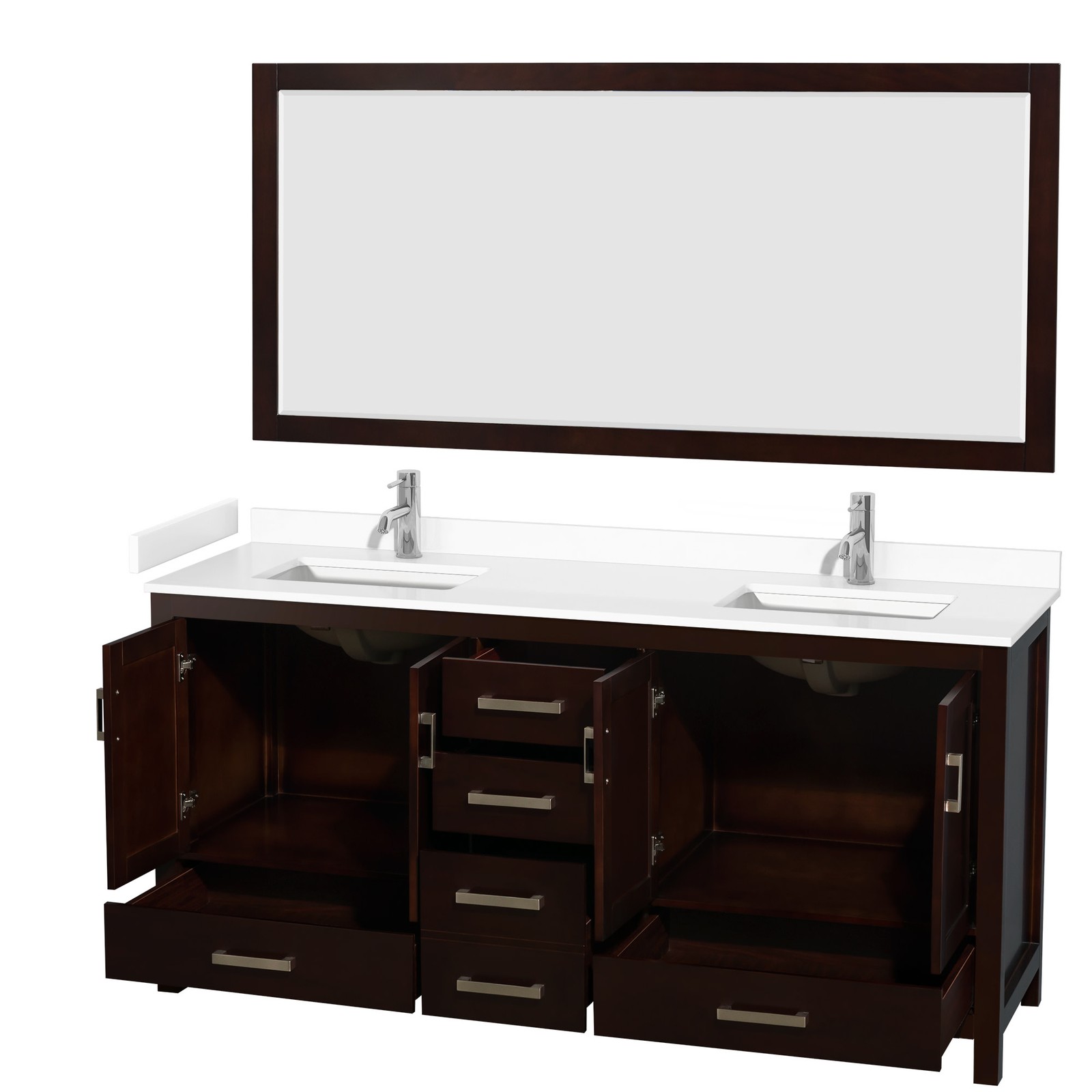 Wyndham Collection WCS141472D-VCA-M70 Sheffield 72″ – White / Carrara Cultured
