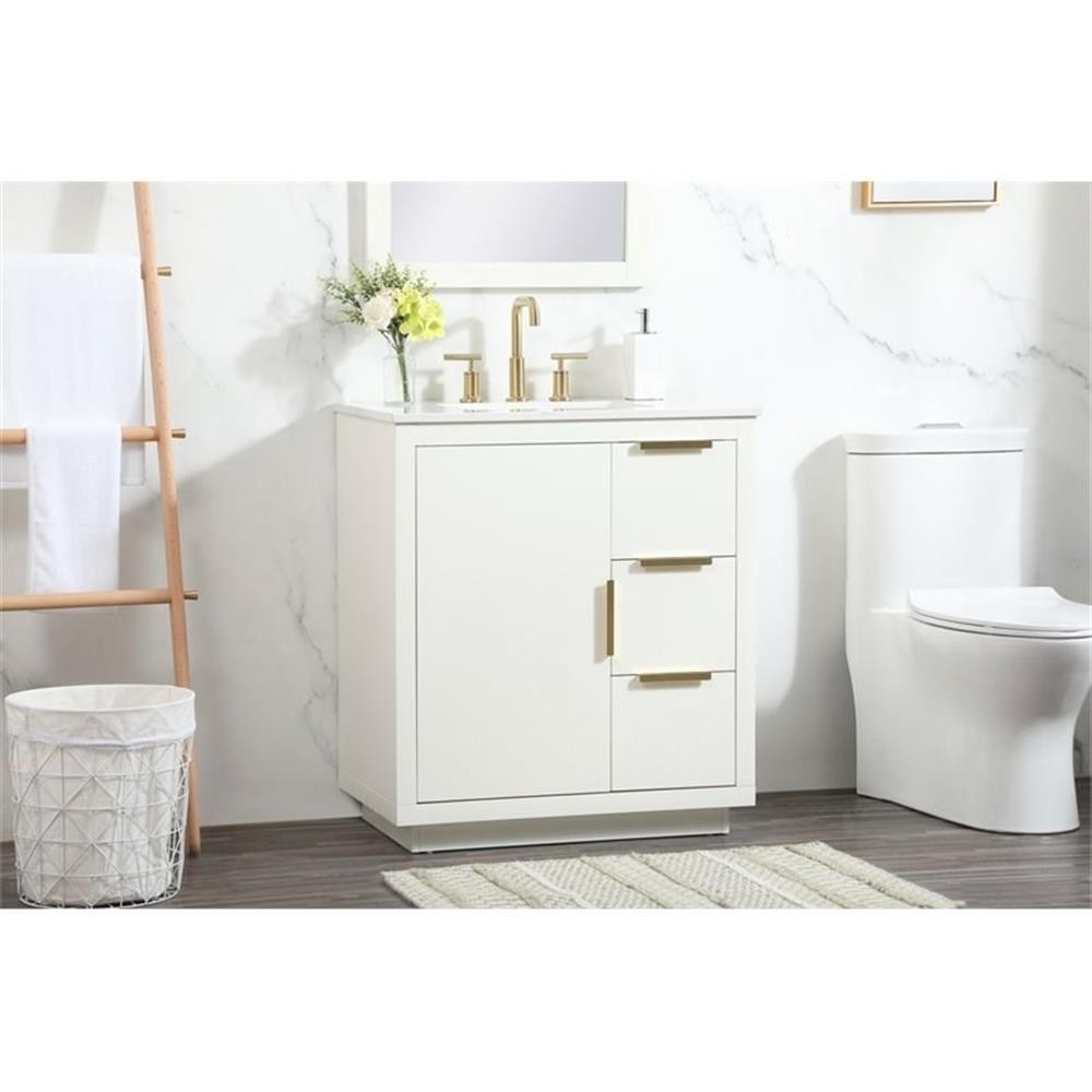 Elegant Decor Blake 30″ Aluminum Alloy MDF Single Bathroom Vanity in White