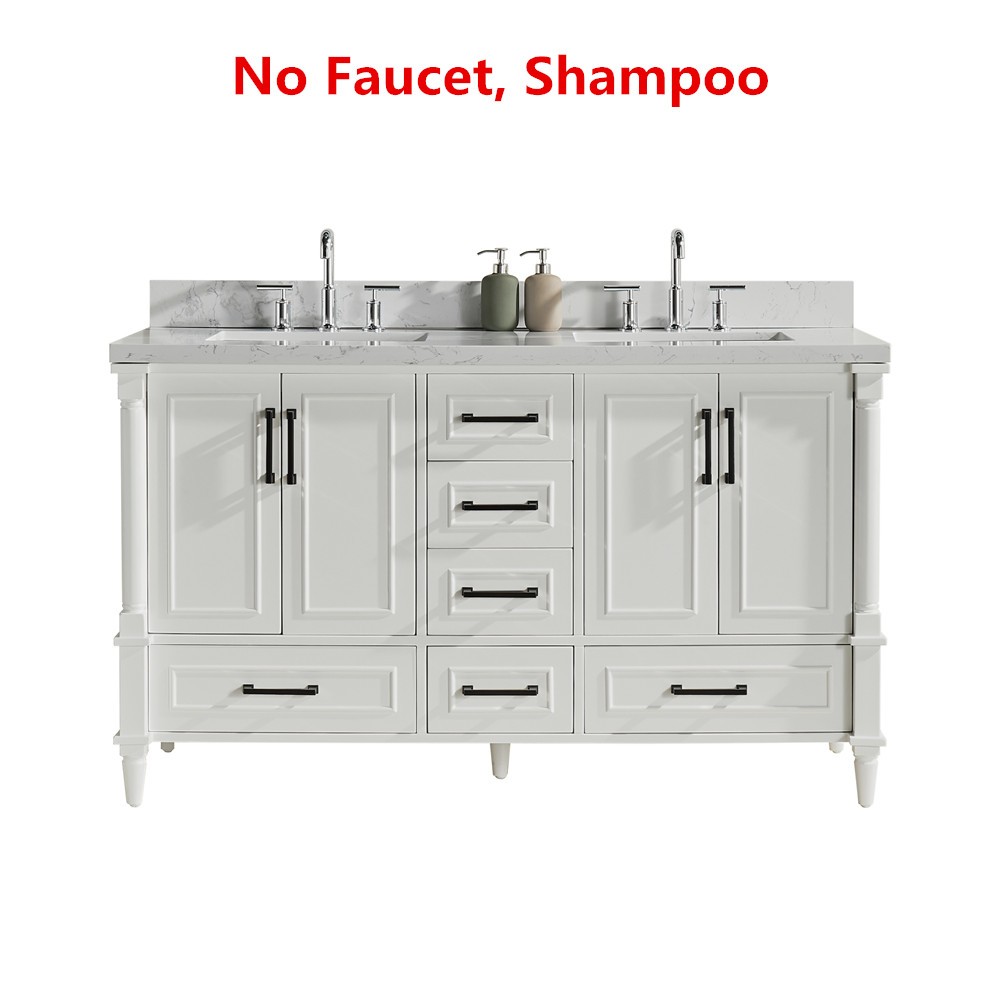 60″ Bathroom Vanity w/Sink,Fully Assembled Freestanding Vanity Cabinet,6 Drawers
