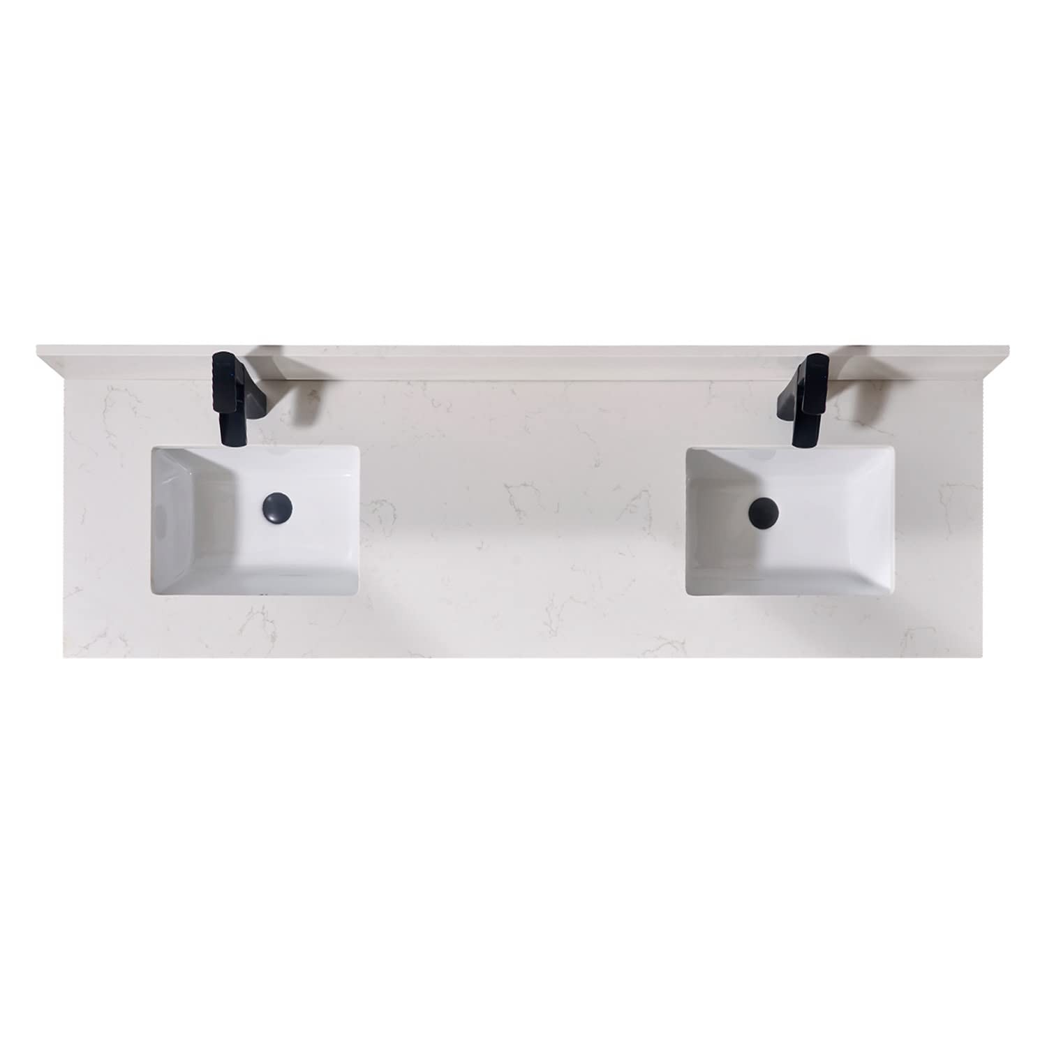Pemberly Row Modern 73″ Composite Stone Double Vanity Top White