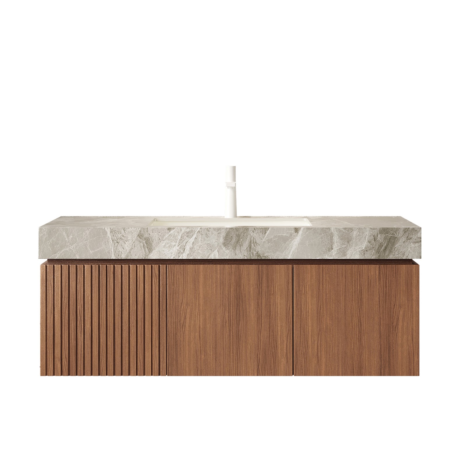 48″ Bathroom Vanity Sink Floating Plywood Storage Cabinet Brown Oak Gray