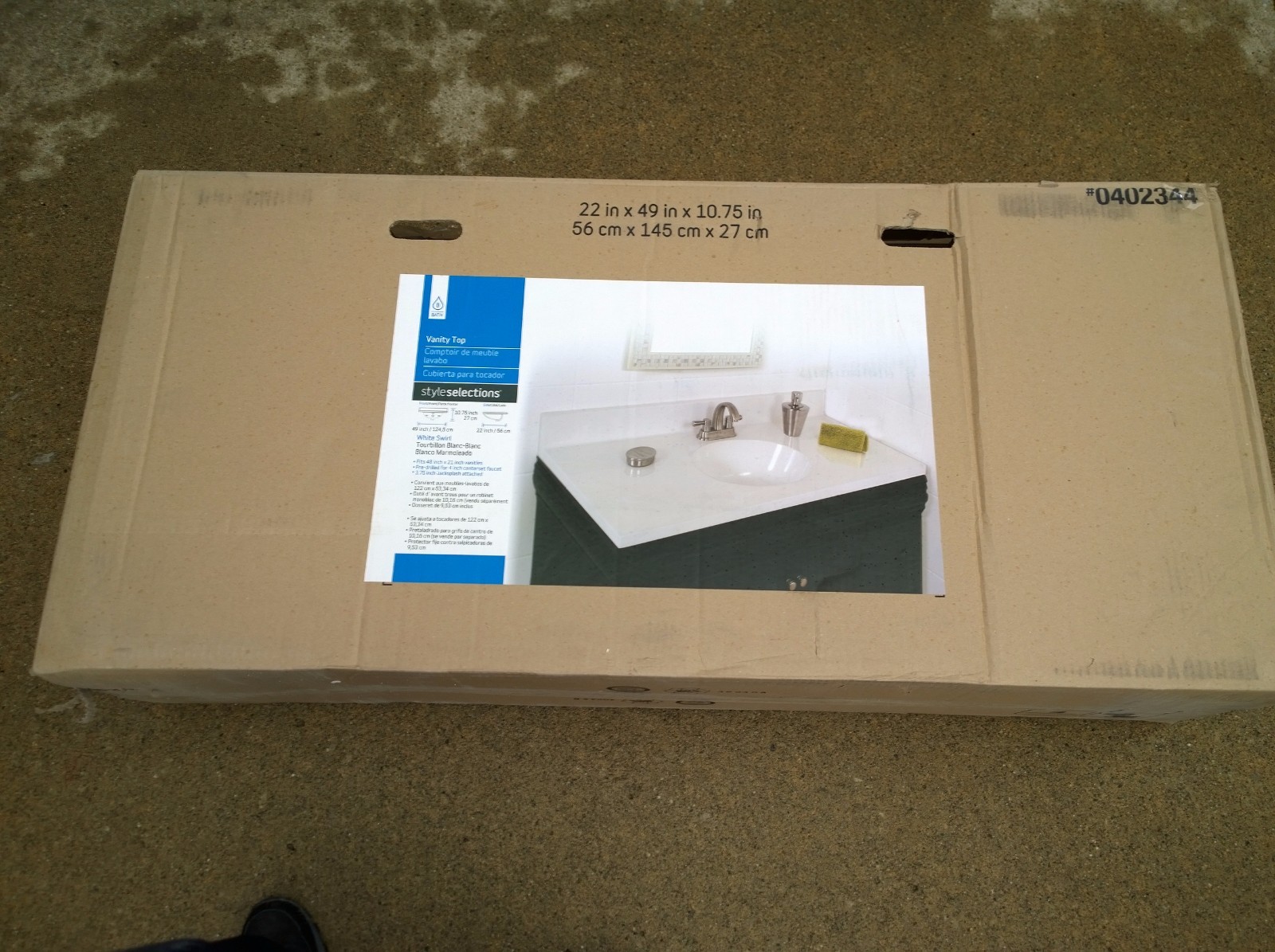 NIB Nice Bathroom White Cultured-Marble VANITY TOP + SINK 49″W x 22″H
