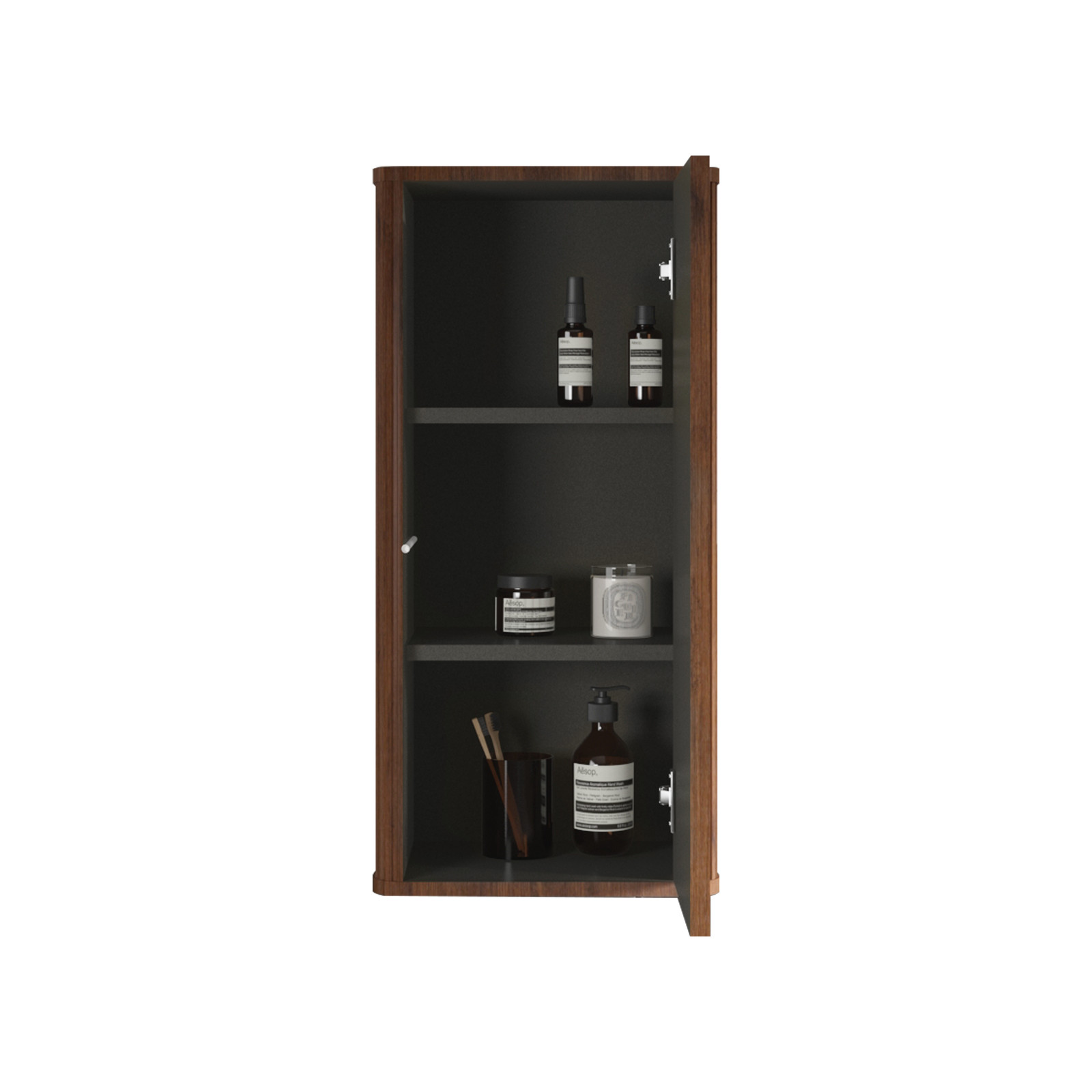 Striped Walnut Floating Bathroom Cabinet, Wall-Mounted Storage, 29.52″H