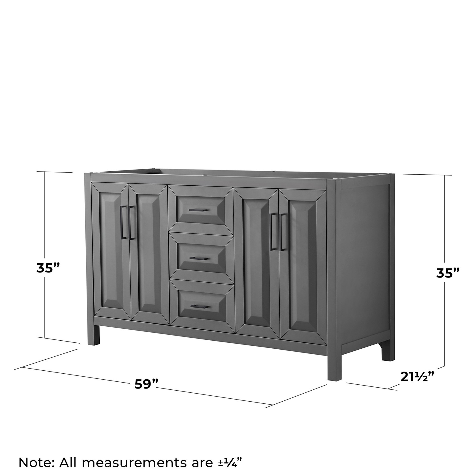 Wyndham Collection WCV252560DCXSXXMXX Daria 59″ Double – Dark Gray / Matte Black