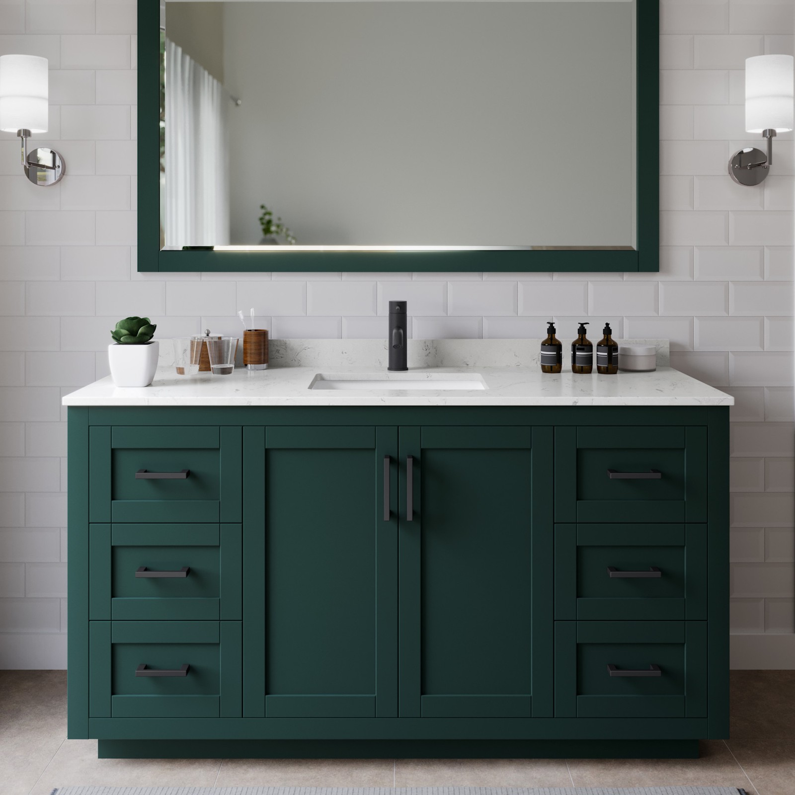 Wyndham Collection WCF2929-60S-VCA-MXX Miranda 60″ – Green / Carrara Cultured