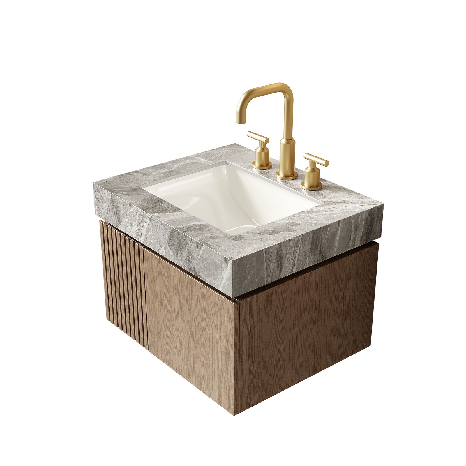 24″ Light Gray Sintered Stone Vanity Top with Undermount Ceramic Basin