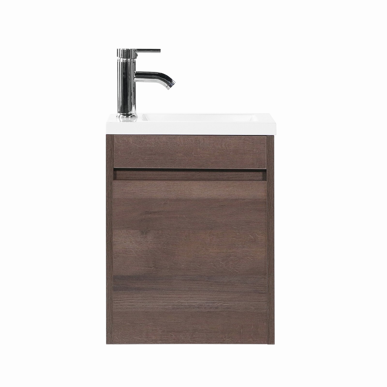 16″ Bathroom Vanity With Sink Wall Mount Floating Cabinet for Small Roomw/Faucet
