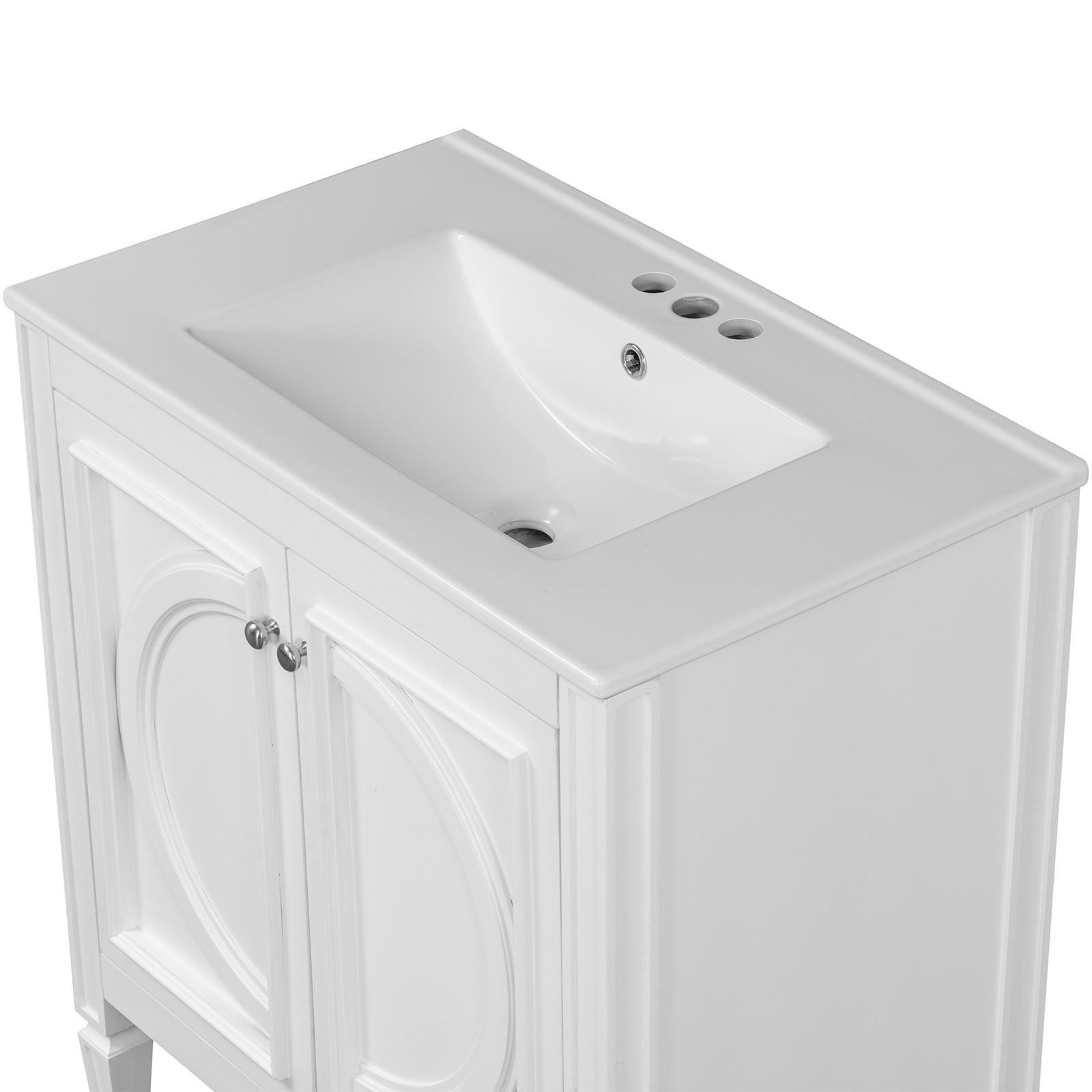 30″ Bathroom Vanity with Sink, Two Doors & Drawer, White