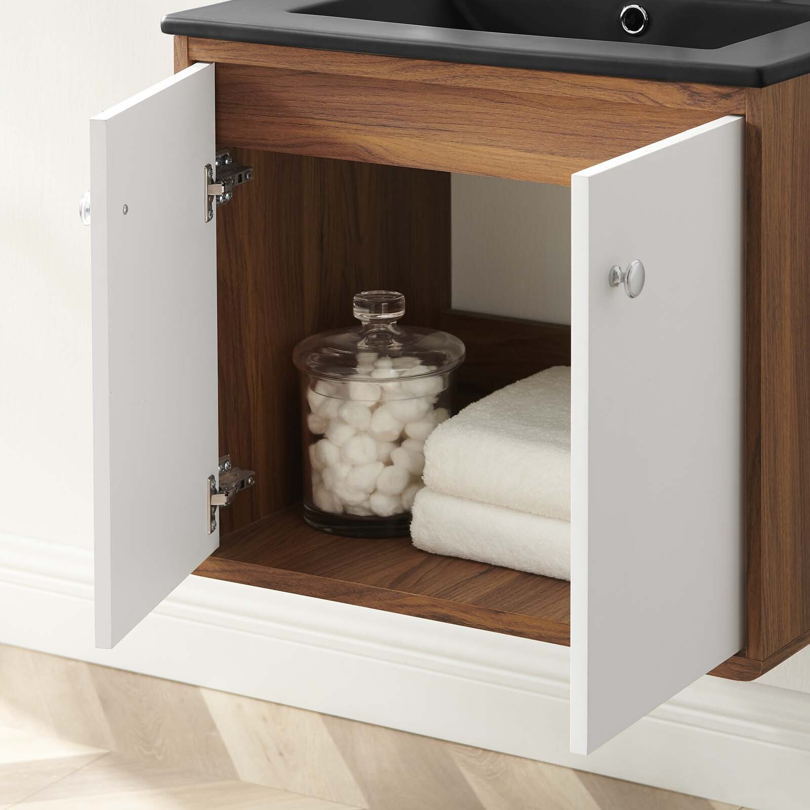 Modway Transmit 24″ Wall-Mount Bathroom Vanity In White Black