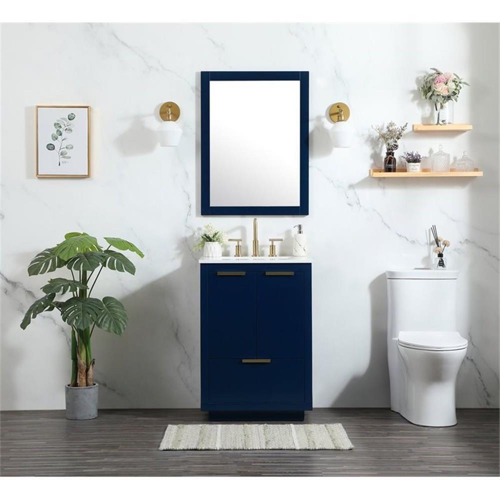 Elegant Decor Blake 24″ Aluminum Alloy MDF Single Bathroom Vanity in Blue