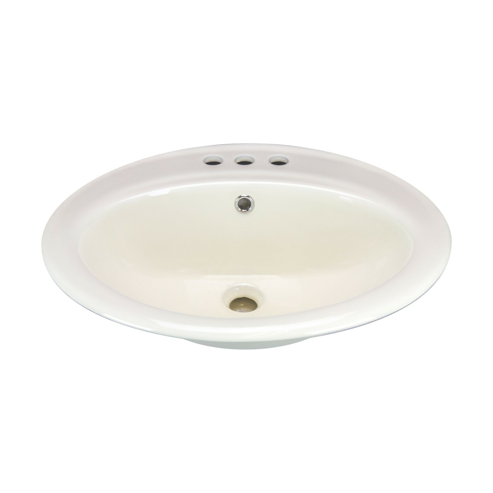 Canal Oval Shaped Drop-In 3-Hole Bathroom Vanity Sink 22-1/8″ X 18-7/8″ Ivory