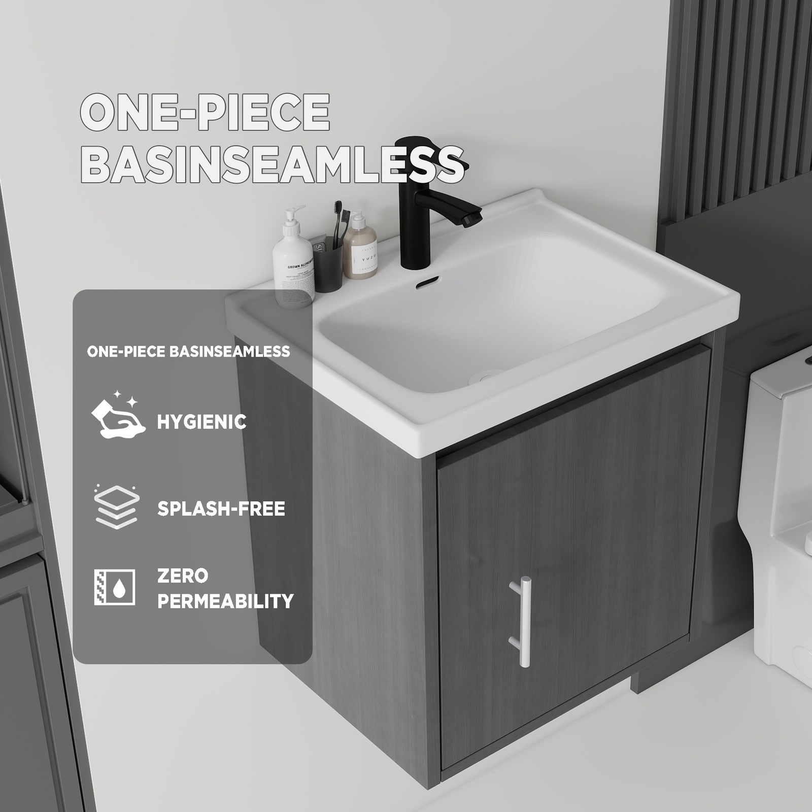 20″ Floating Bathroom Vanity with Ceramic Sink & Soft-Close Door