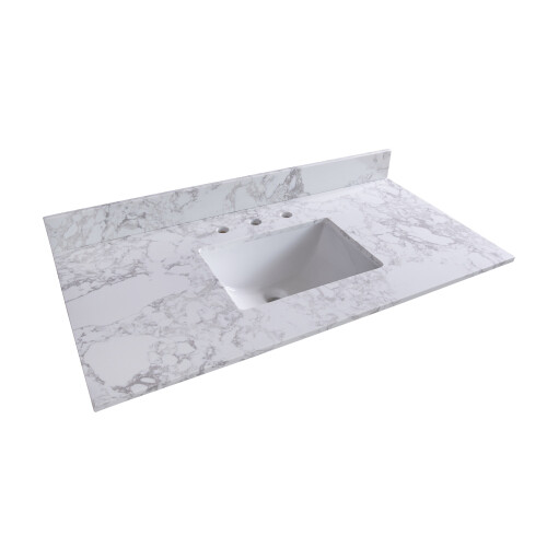 43×22″ bathroom stone vanity top white w/ rectangle undermount ceramic sink VNF