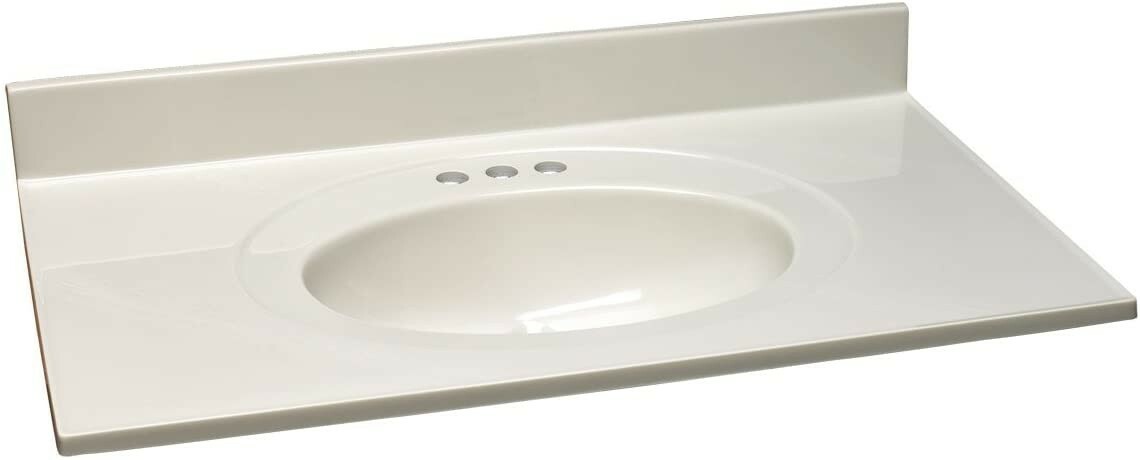 Design House 551051 25 in. Cultured Marble Vanity Top in White on White