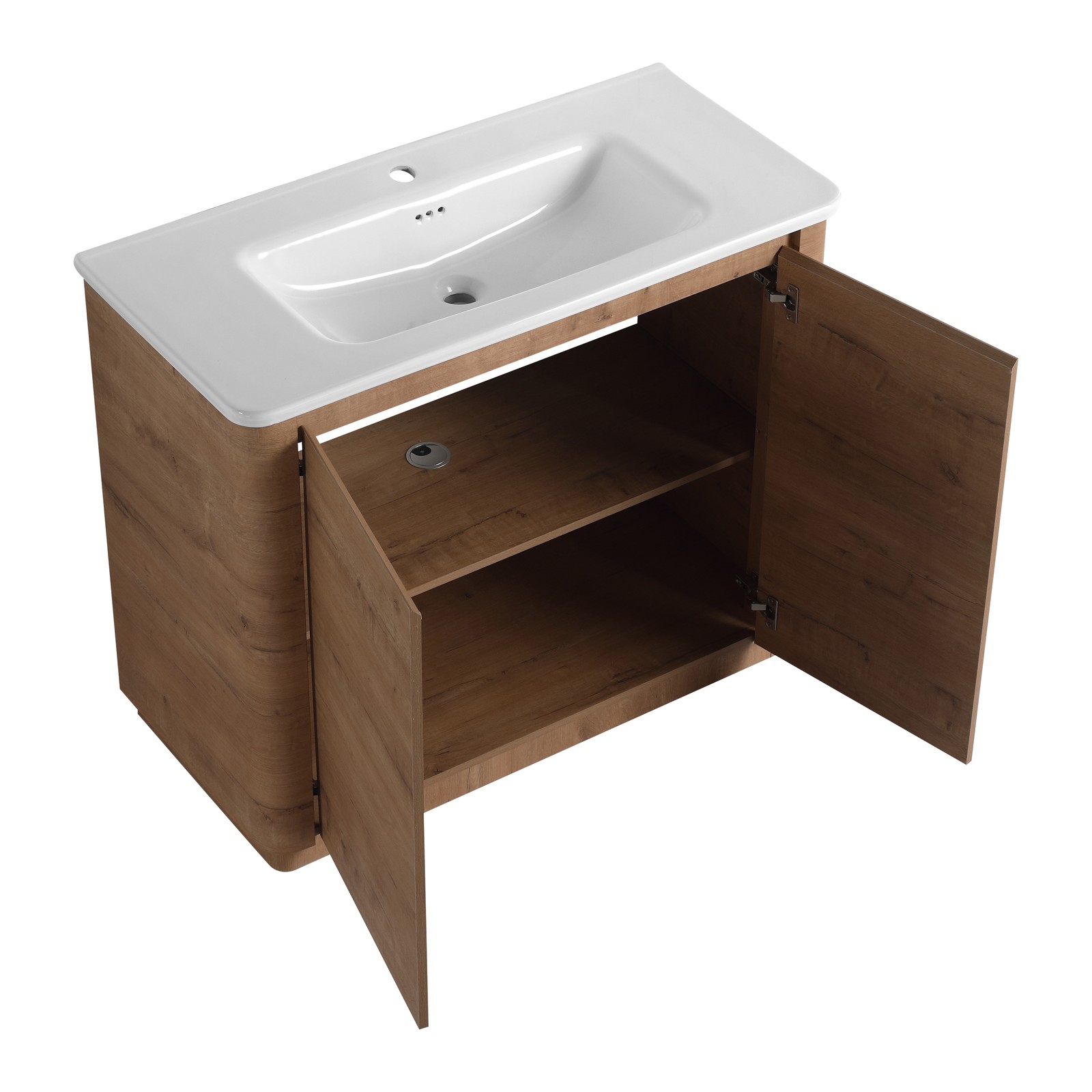 40 inch Freestanding Bathroom Vanity with Ceramic Sink Adjustable Shelf Plywood