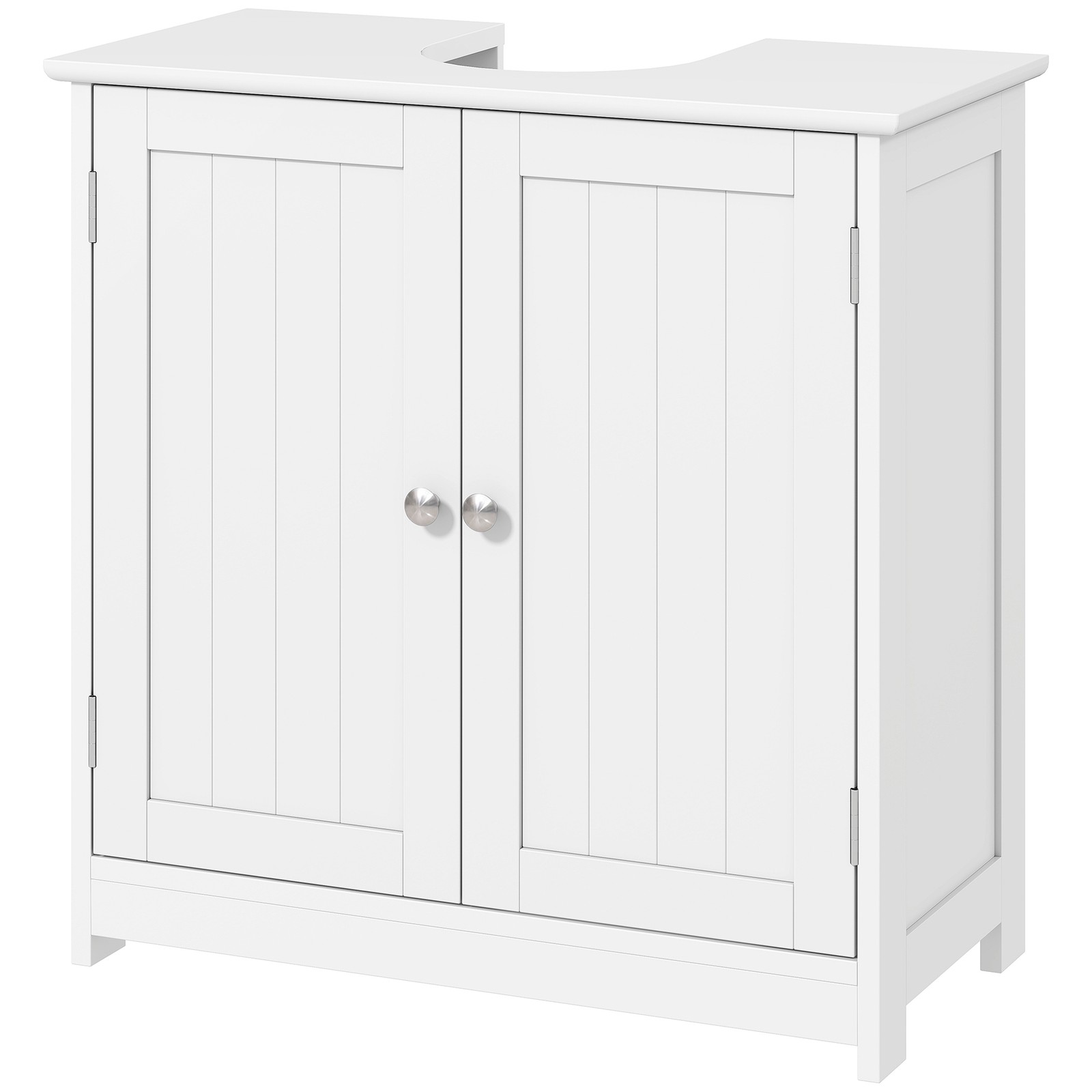 Short Pedestal Sink Washroom Storage Furniture w/Double Doors and Moveable Shelf