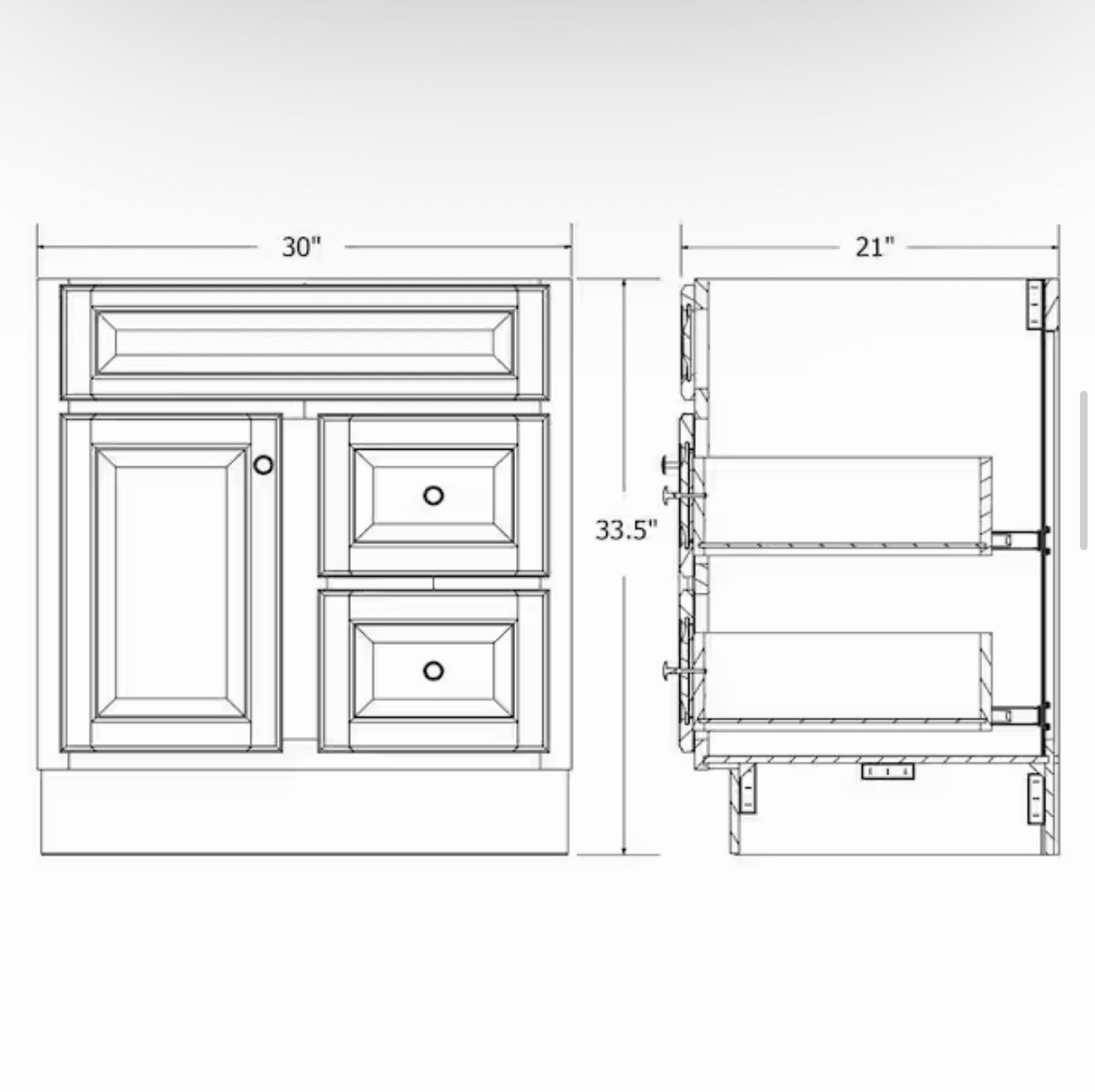 30 in. W x 21 in. D x 33.5 in. H Vanity Cabinet without Top in Natural Hickory