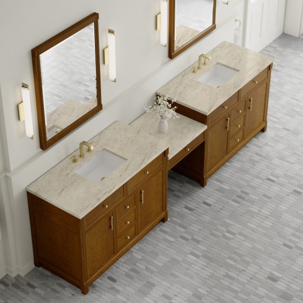 120″ James Martin Bellshire 660-VMC120-HNO-3TJR Dual Vanity Cabinet Tajnar Top