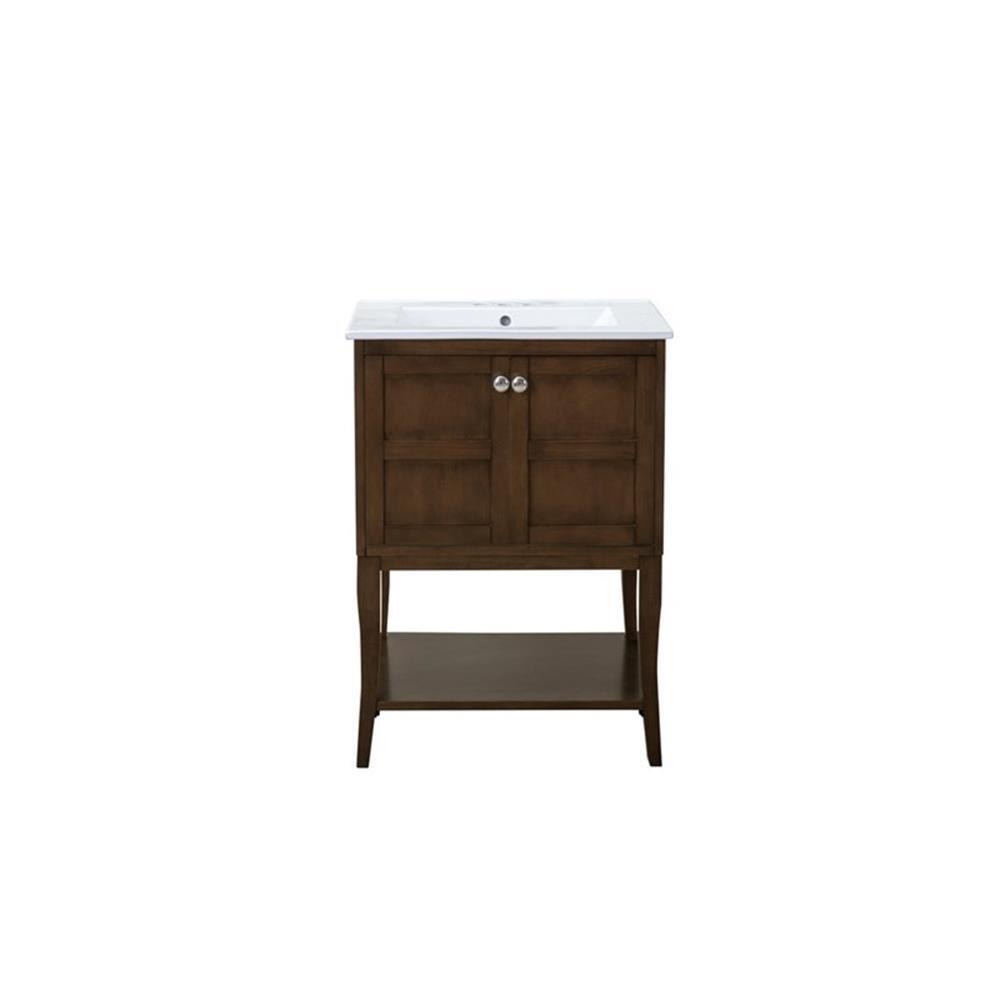 Elegant Decor Mason 24″ 2-Door Wood Single Bathroom Vanity in Antique Coffee