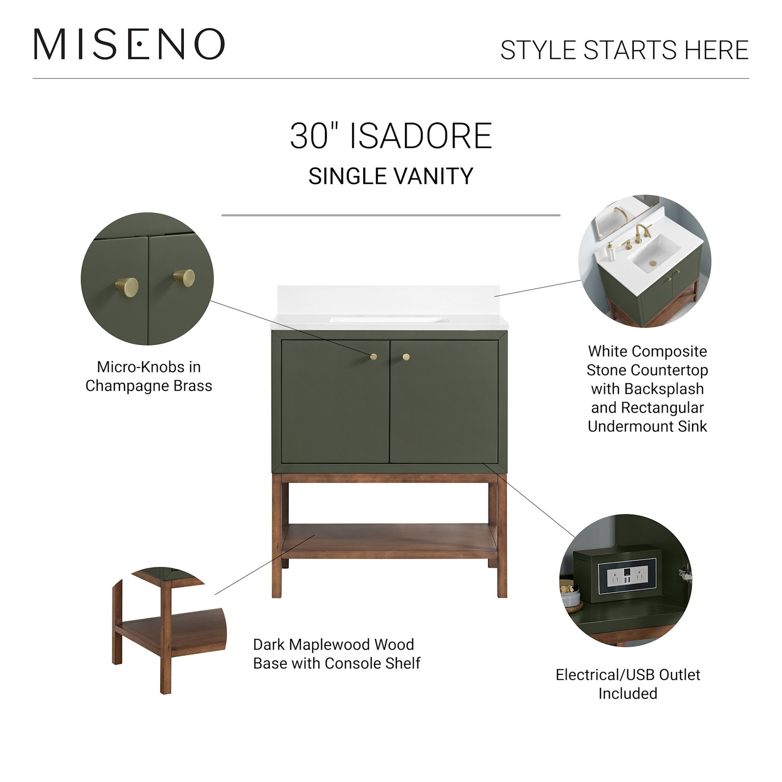 Miseno MV-N254-V30 Isadore 30″ – Tricorn Black