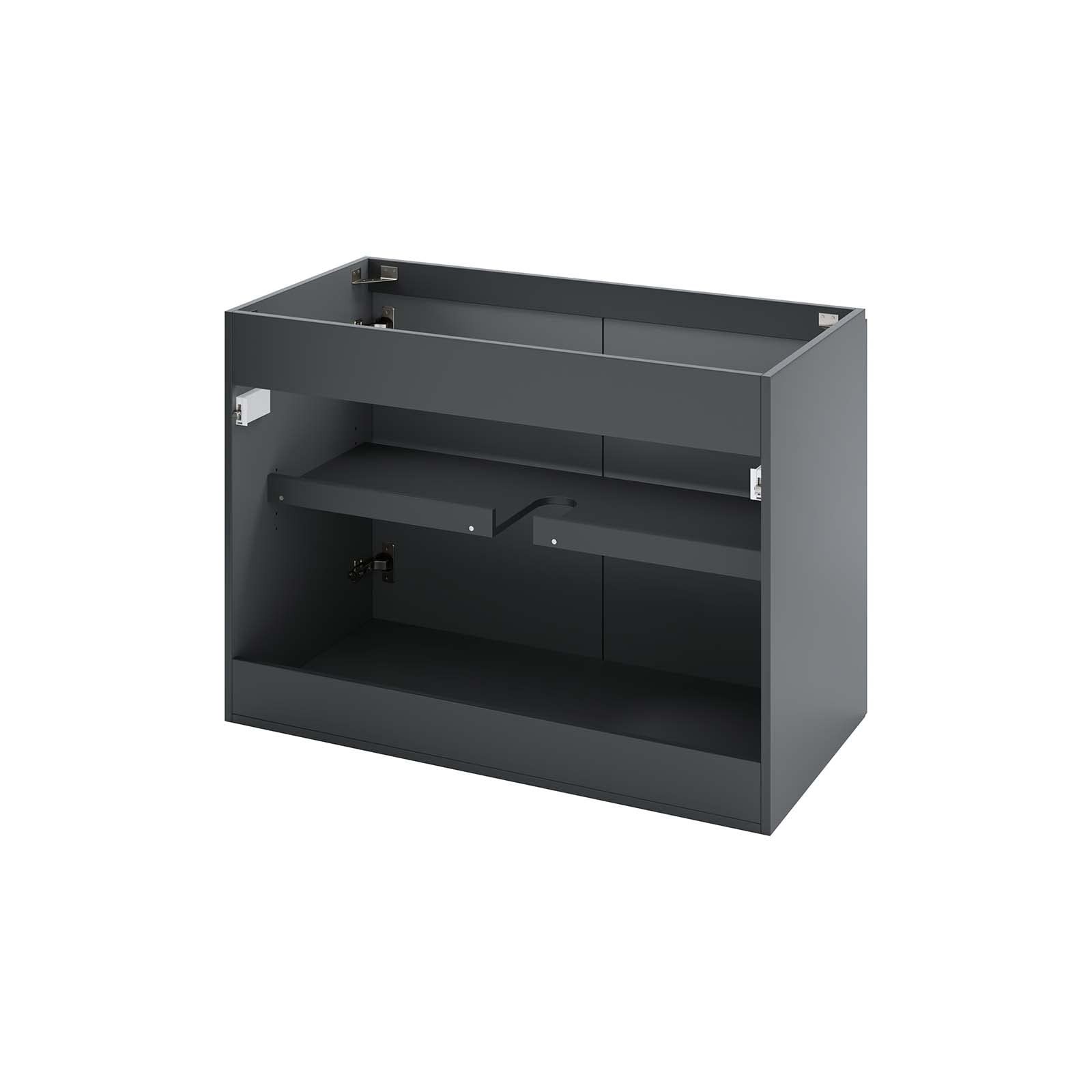 Modway Vitality 35″ Plastic and Wood Wall-Mount Bathroom Vanity in Gray